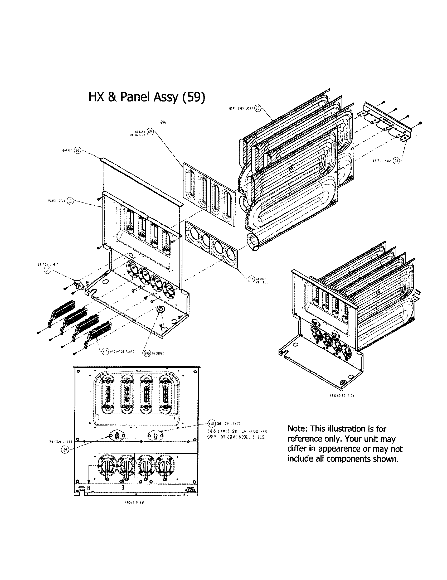 Carrier 58CTX07010016 hx and panel assembly diagram