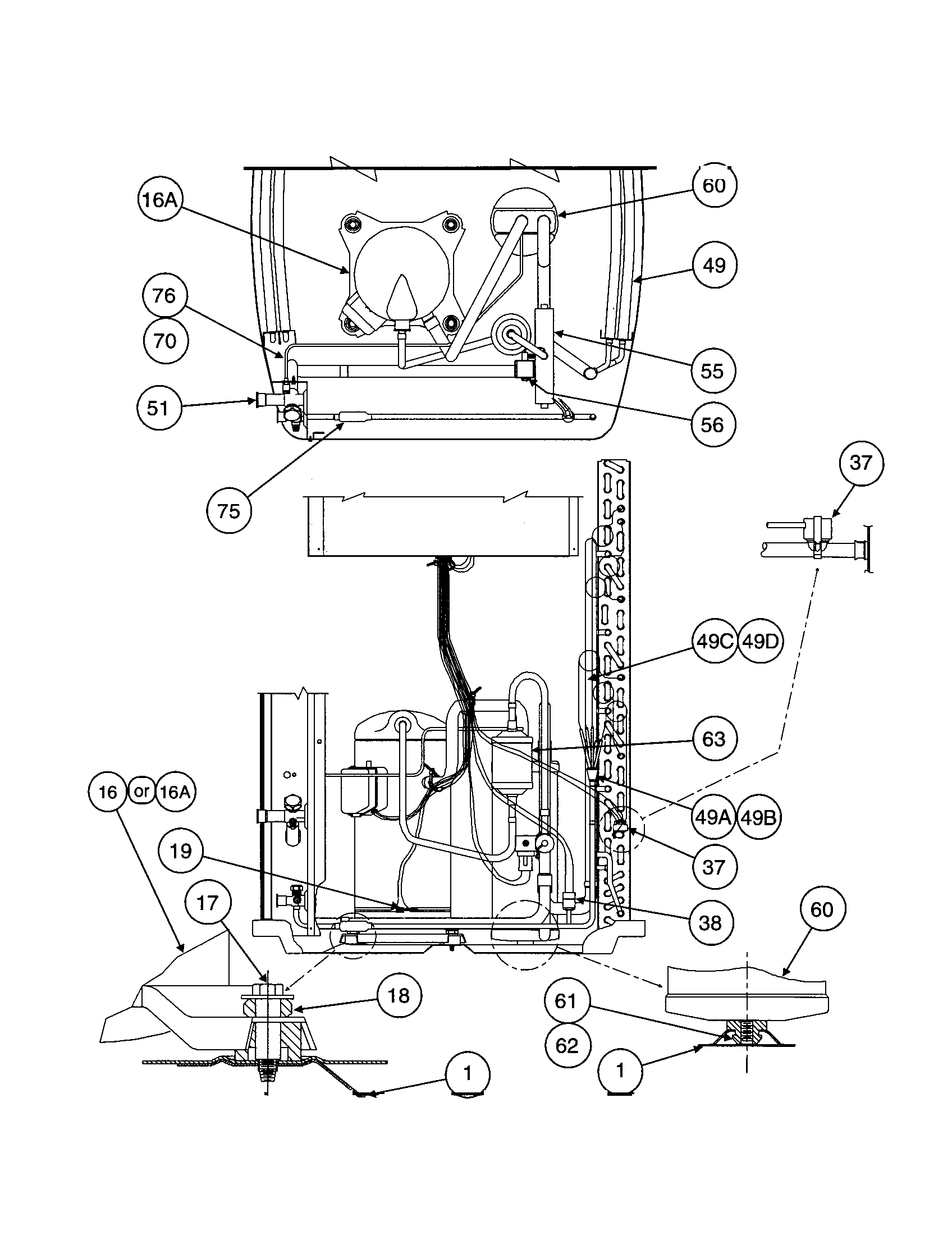 Carrier 38YKC036 SERIES330 compressor / condenser coil diagram