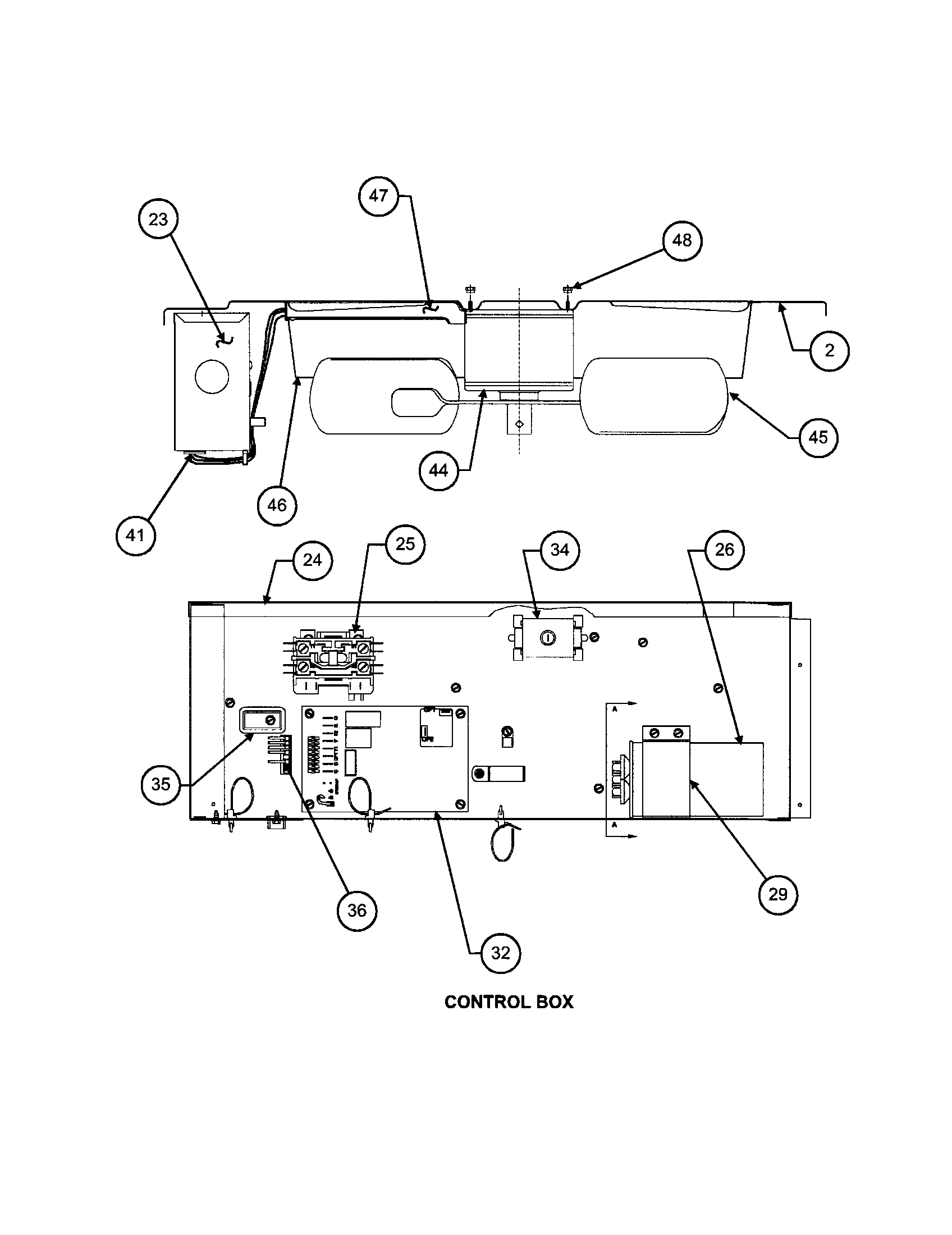 Carrier 38YKC036 SERIES330 control box / fan blade diagram