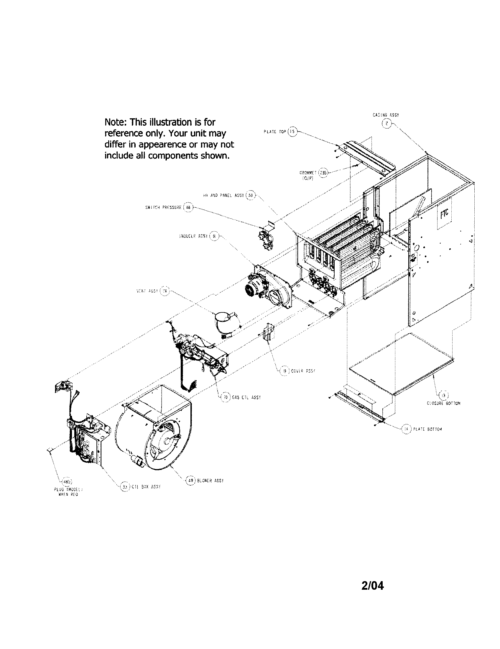 Carrier 58CTA04510012 blower and casing diagram