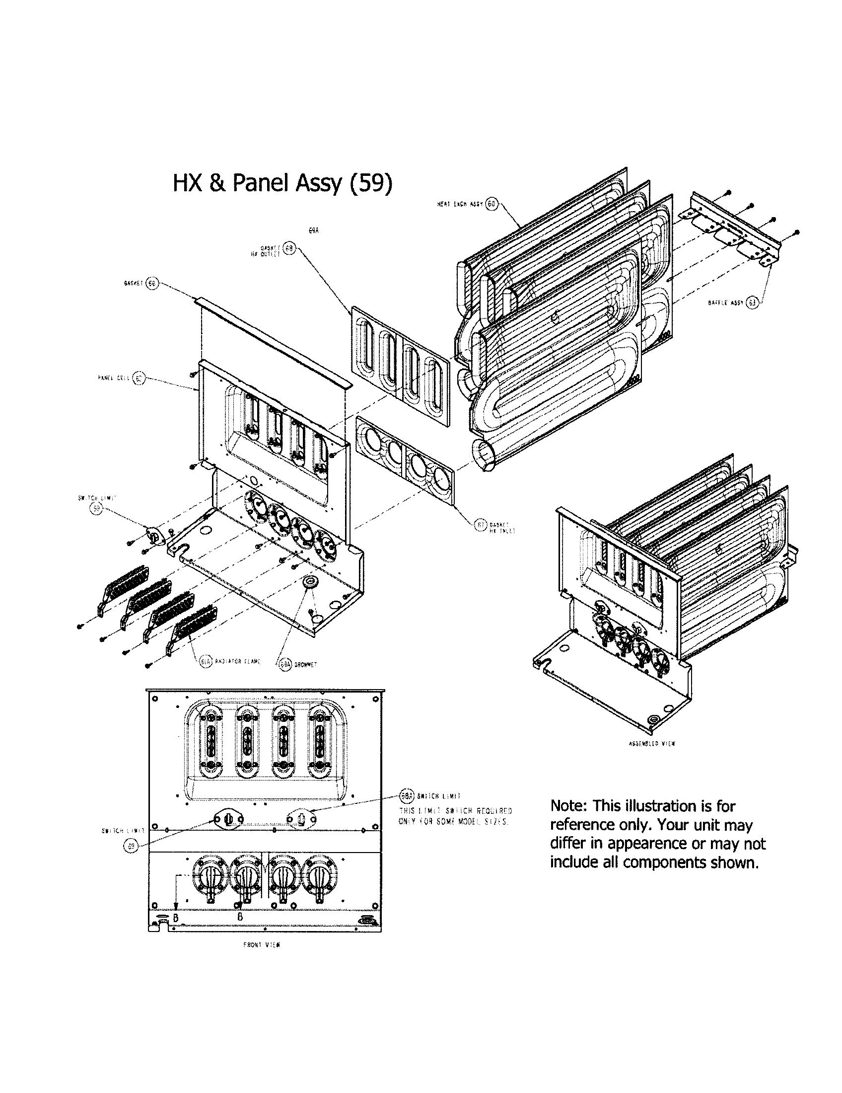 Carrier 58CTA04510012 hx and panel assembly diagram