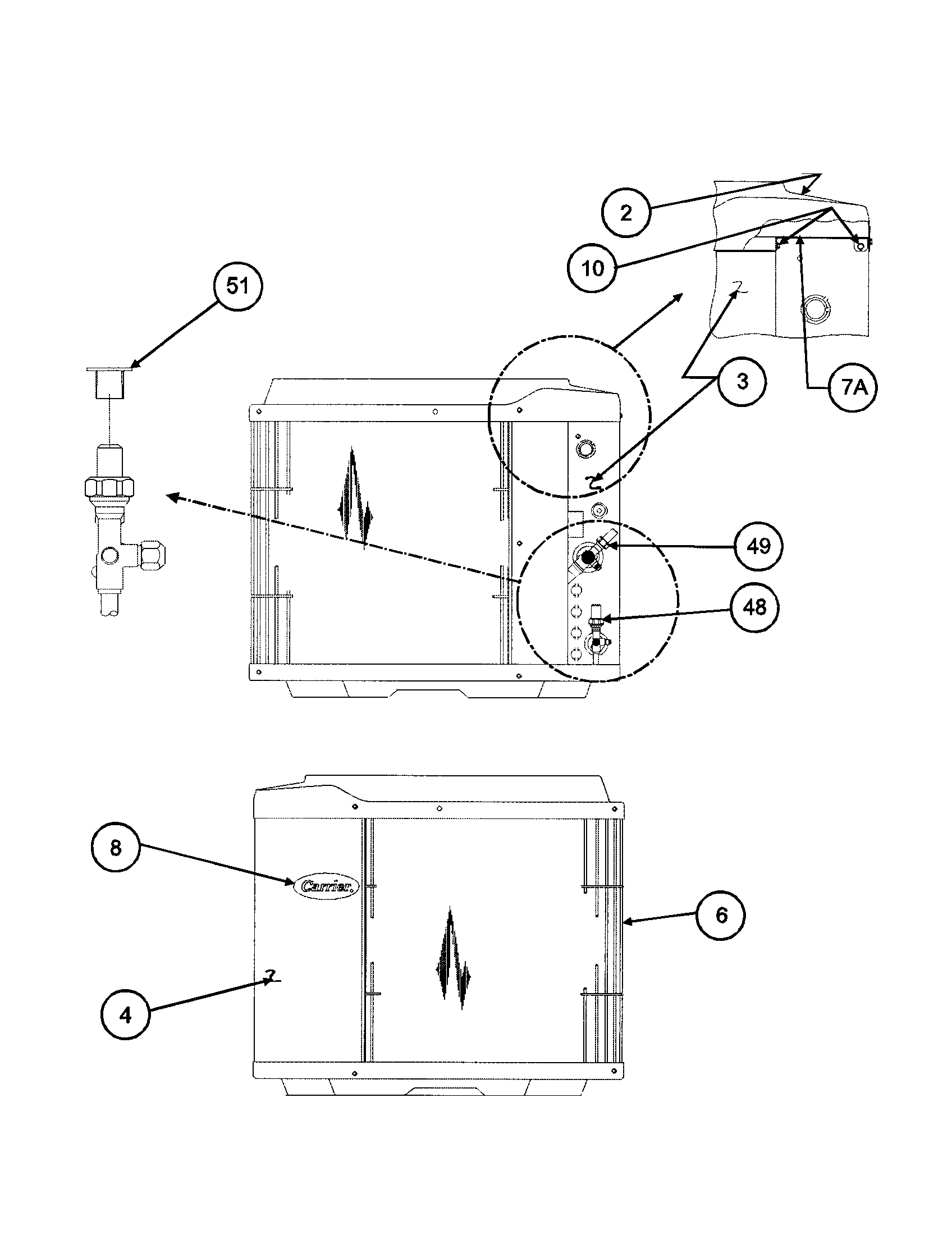 Carrier 38TXA048 SERIES330 inlet grille / service panel diagram