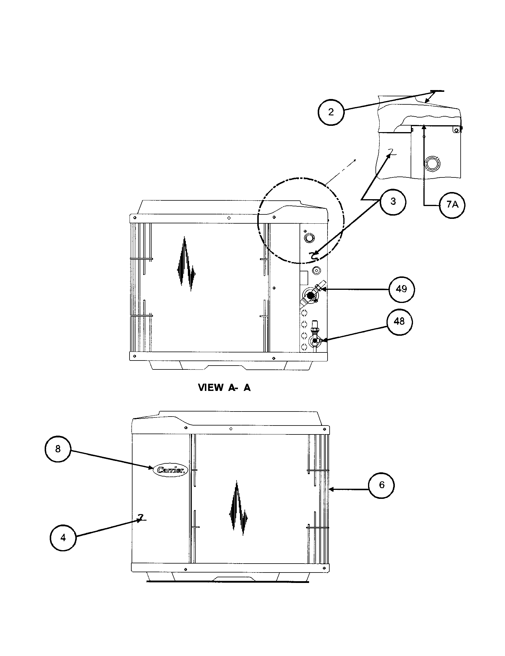Carrier 38TZA030 SERIES330 inlet grille / service panel diagram