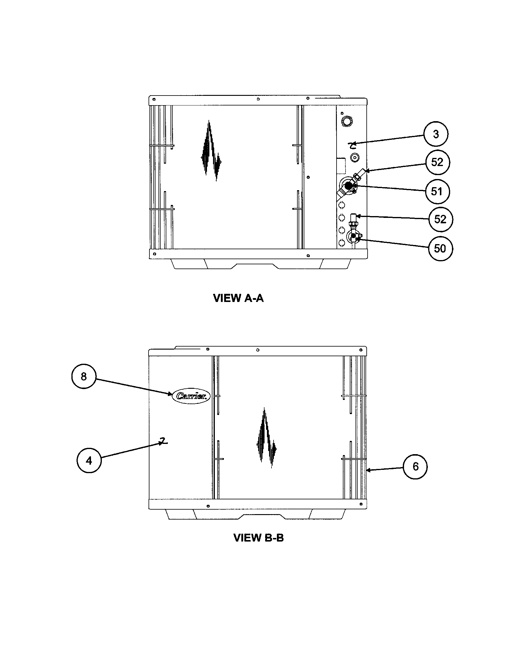 Carrier 38YKC030 SERIES320 inlet grille / service panel diagram