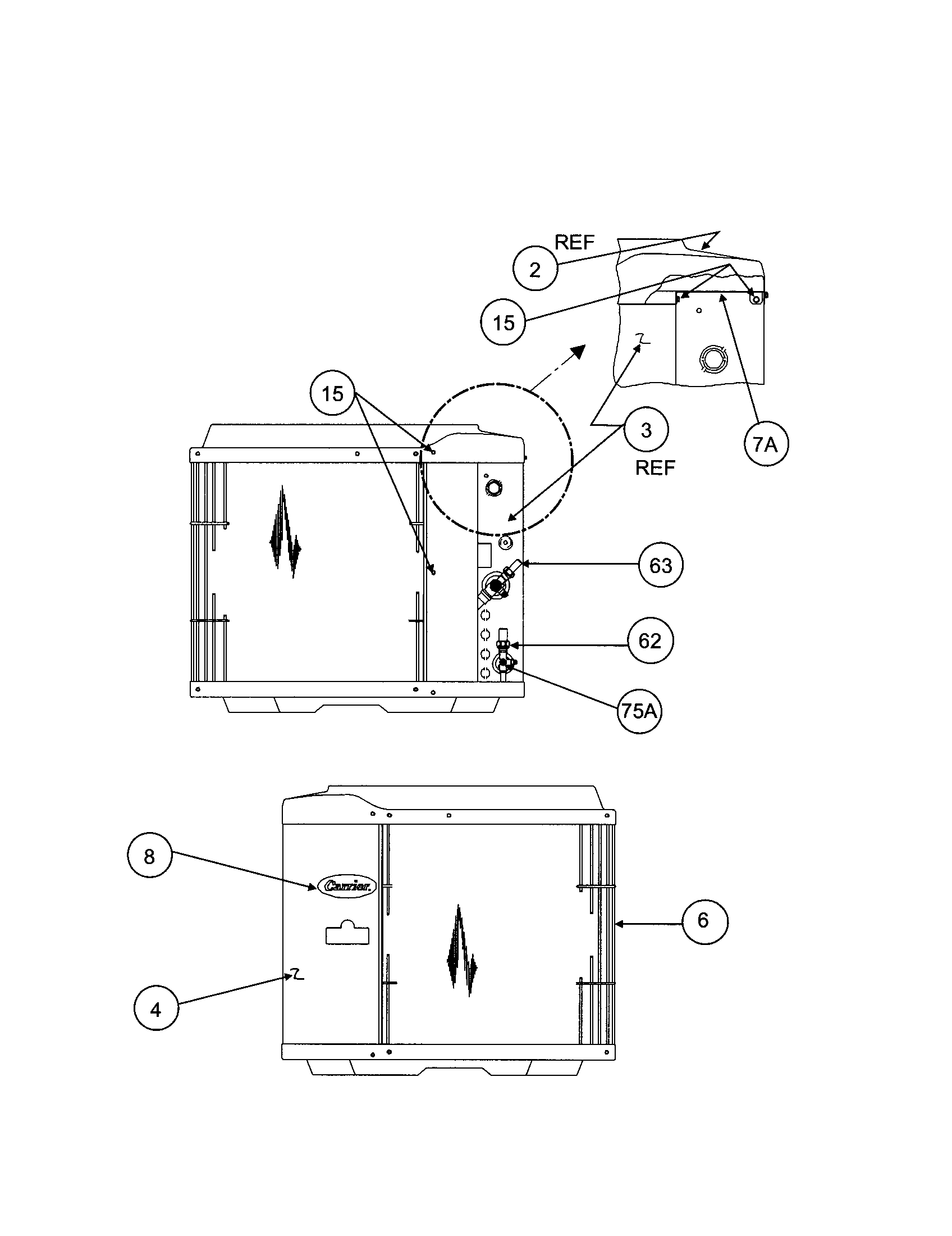 Carrier 38YDB060 SERIES320 inlet grille / service panel diagram