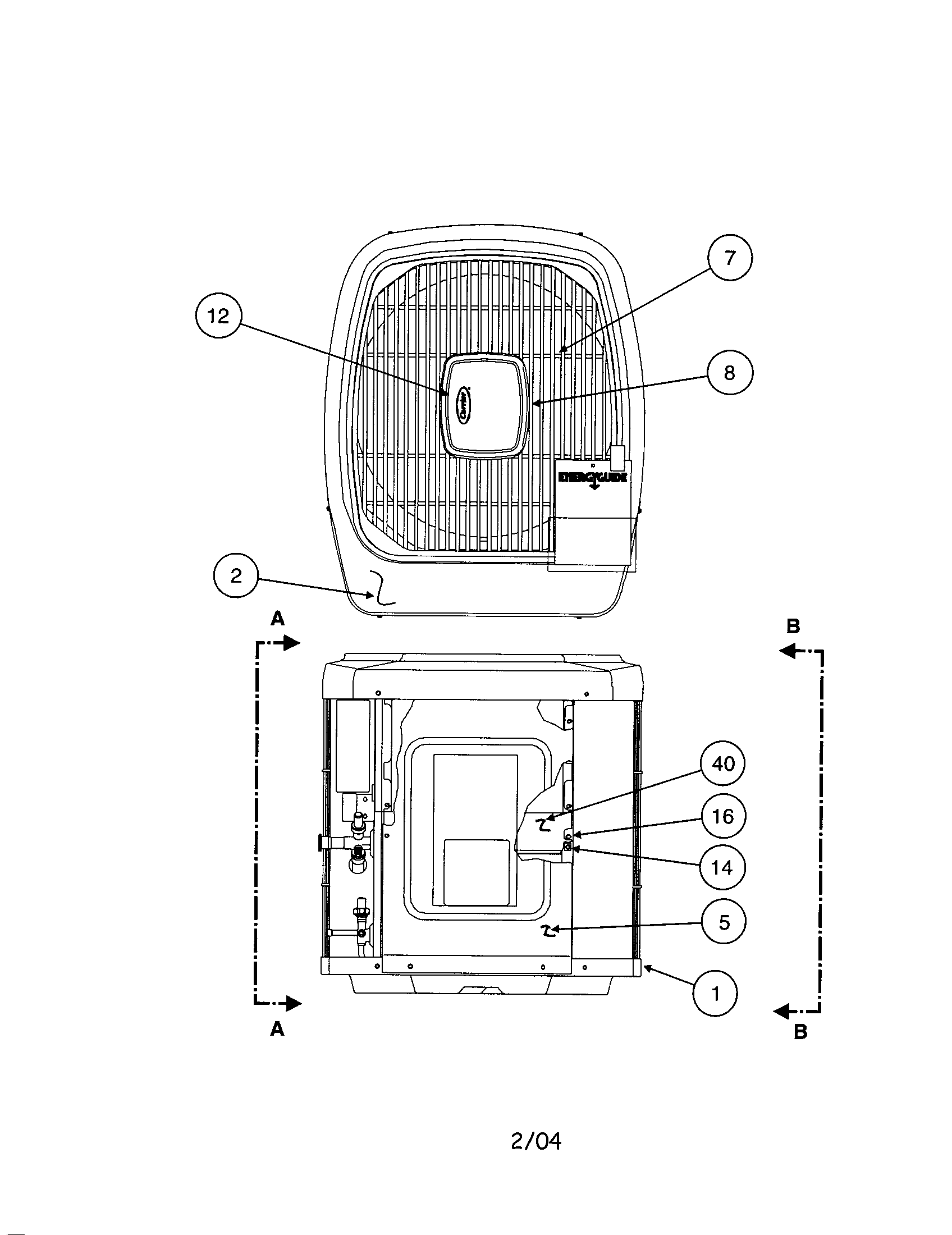 Carrier 38TRA048 SERIES360 outlet grille / top cover diagram