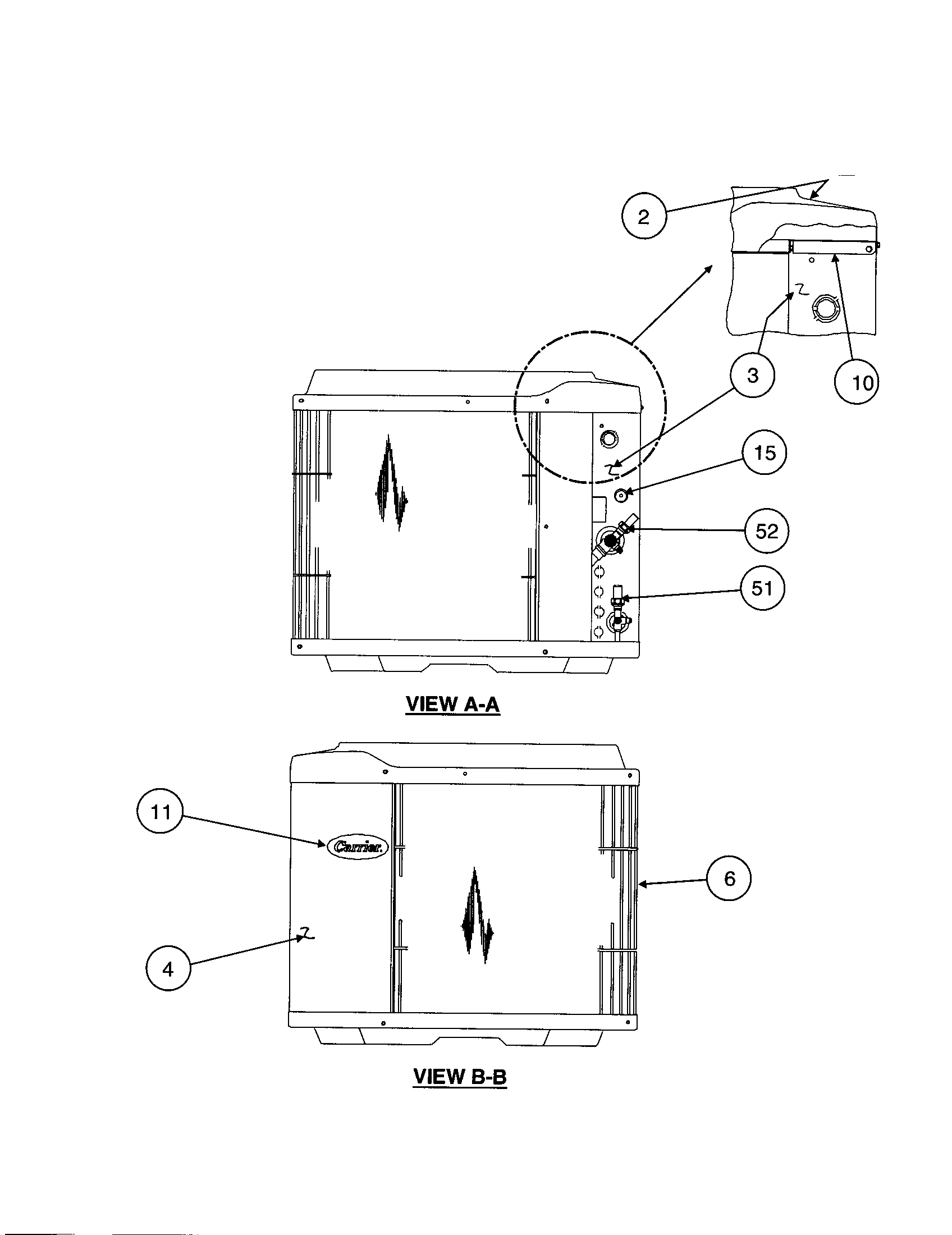 Carrier 38TRA048 SERIES360 inlet grille / top cover diagram