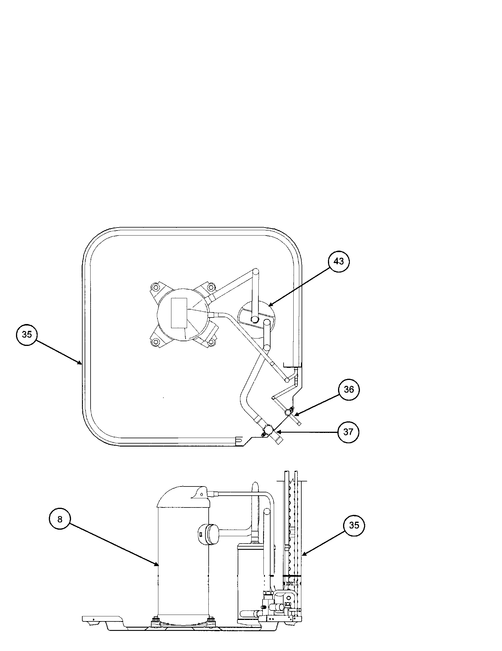 Carrier 38CKC048 SERIES370 compressor / condenser coil diagram