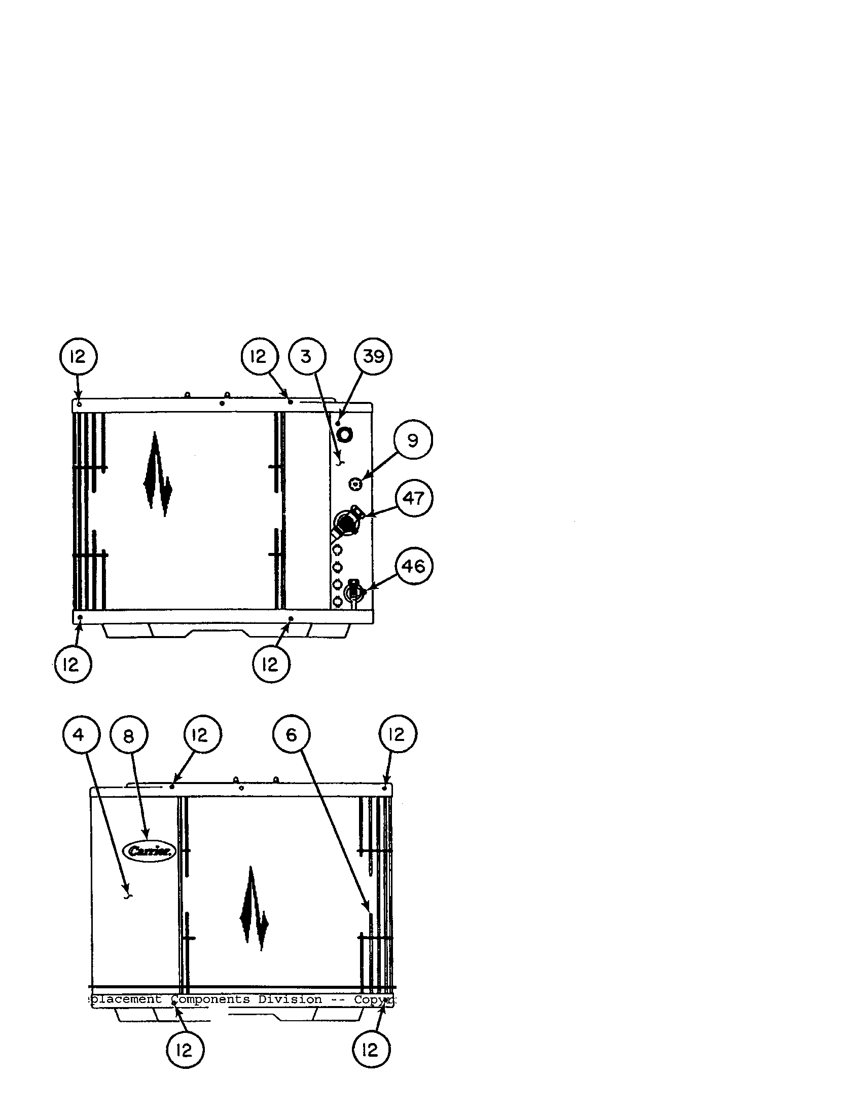 Carrier 38TKB018 SERIES330 inlet grille / service panel diagram