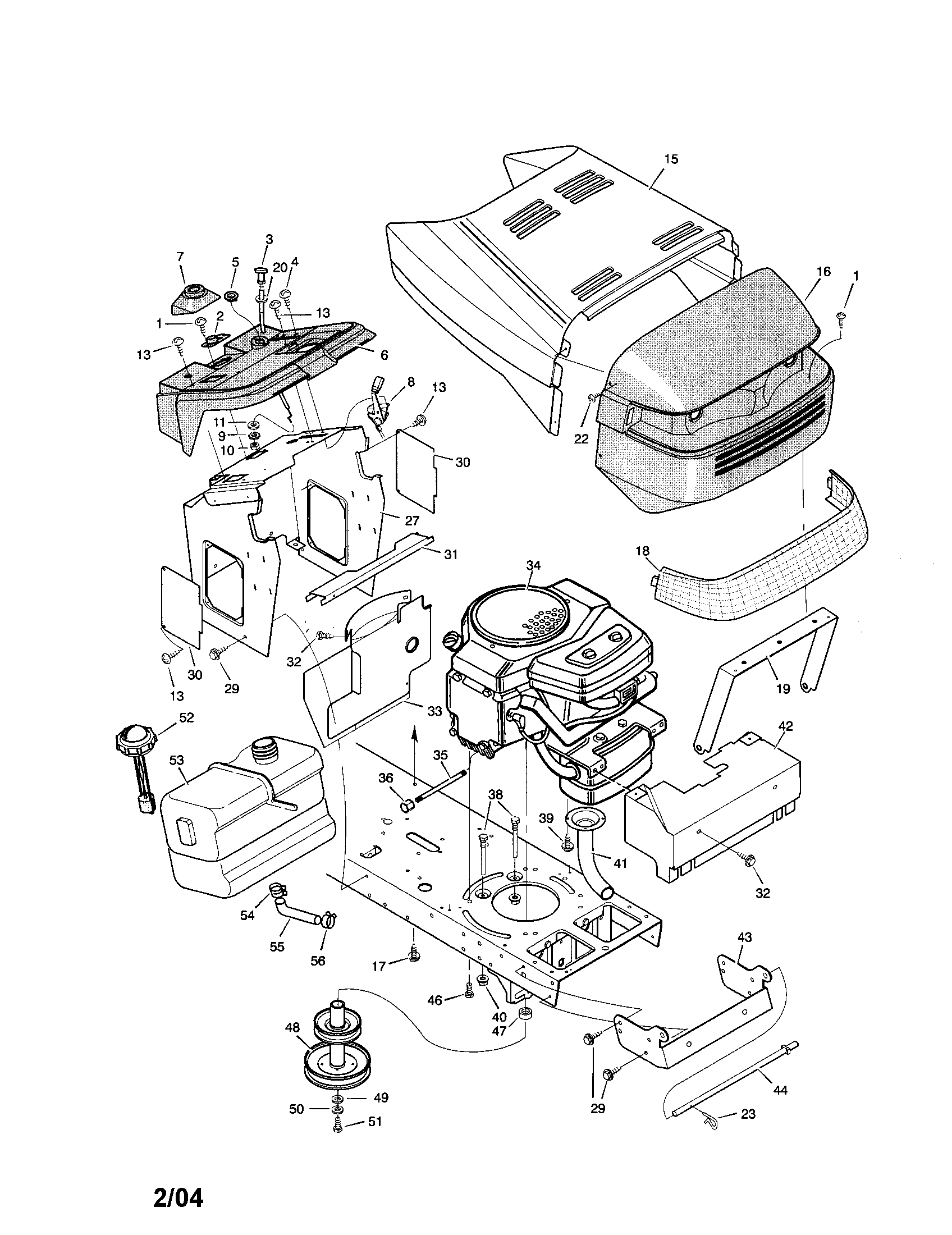 Murray 46401X6A hood and engine mount diagram