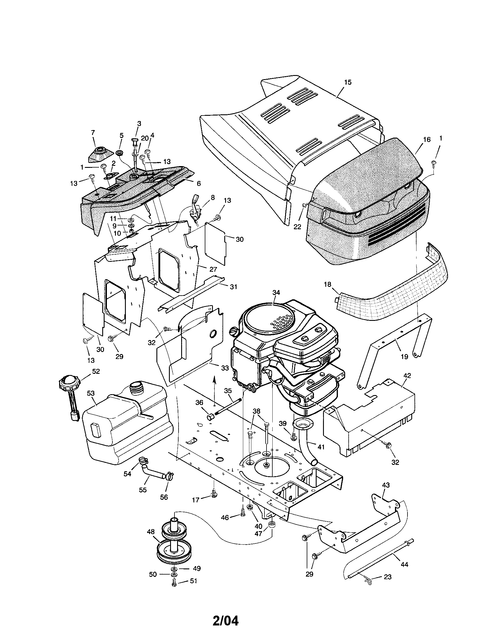 Murray 46378X6B hood and engine mount diagram