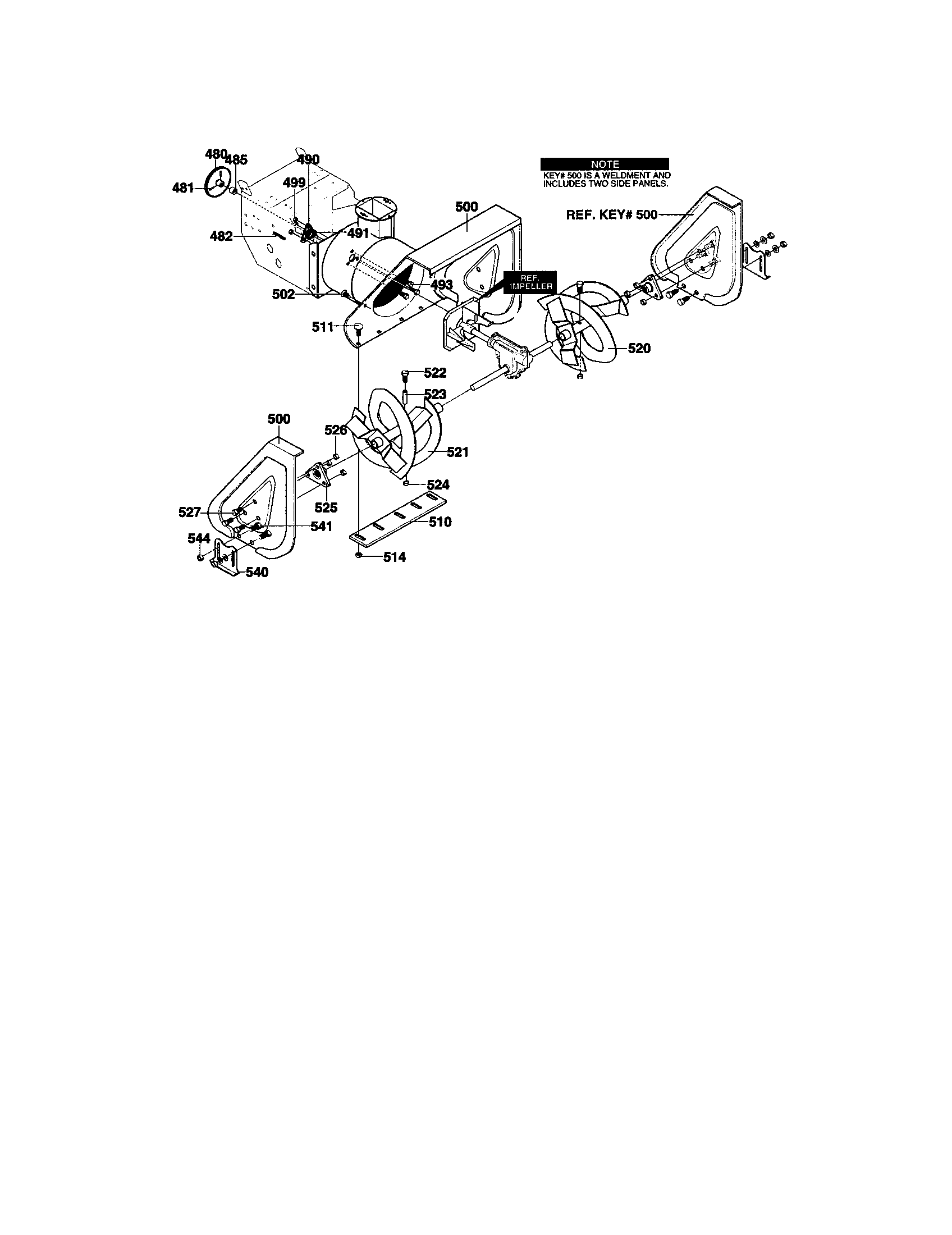 Murray 624508X4B auger housing diagram