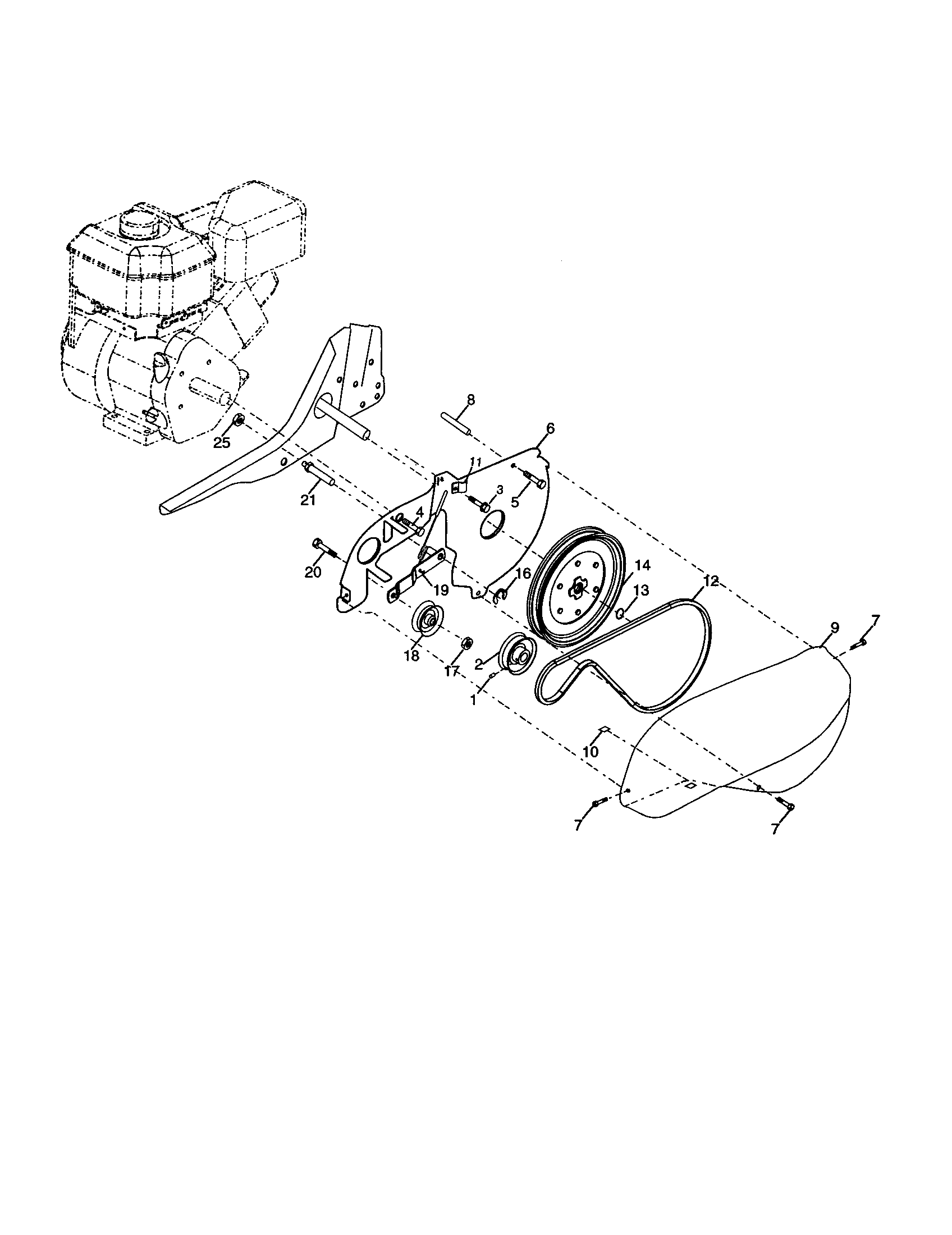 Craftsman 917297480 belt guard and pulley assembly diagram