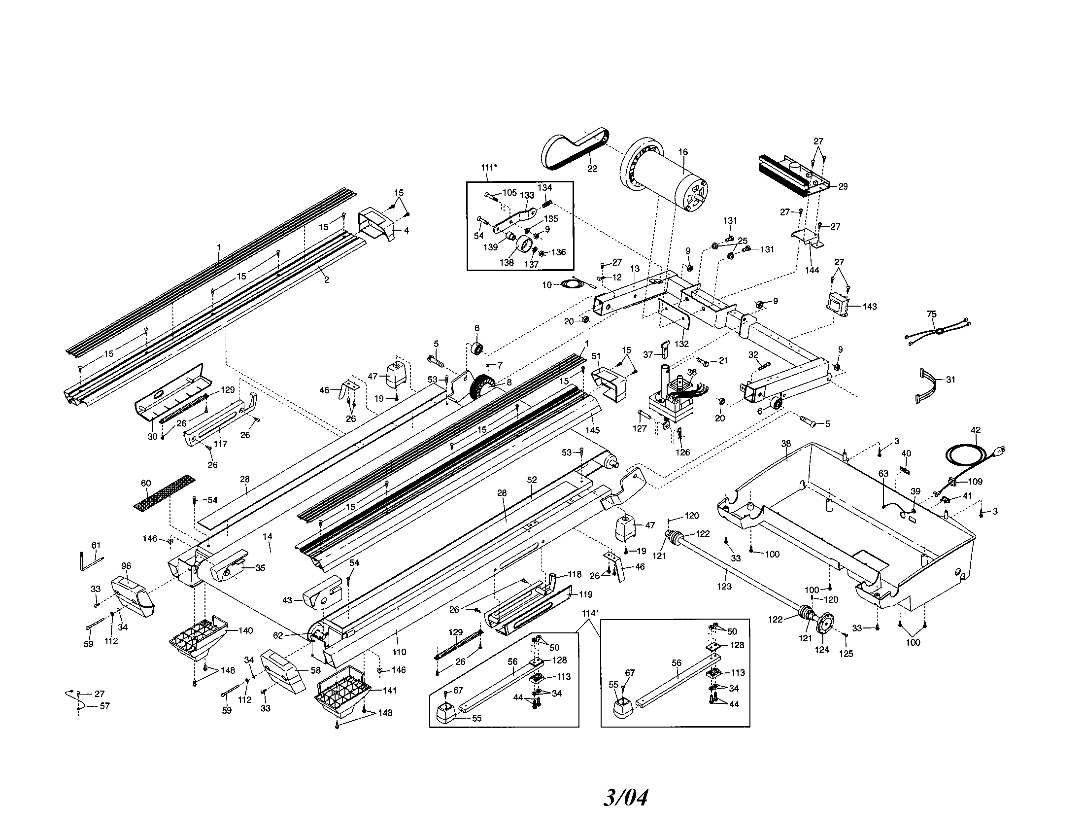 NordicTrack 831294140 walking belt/motor/bellypan diagram