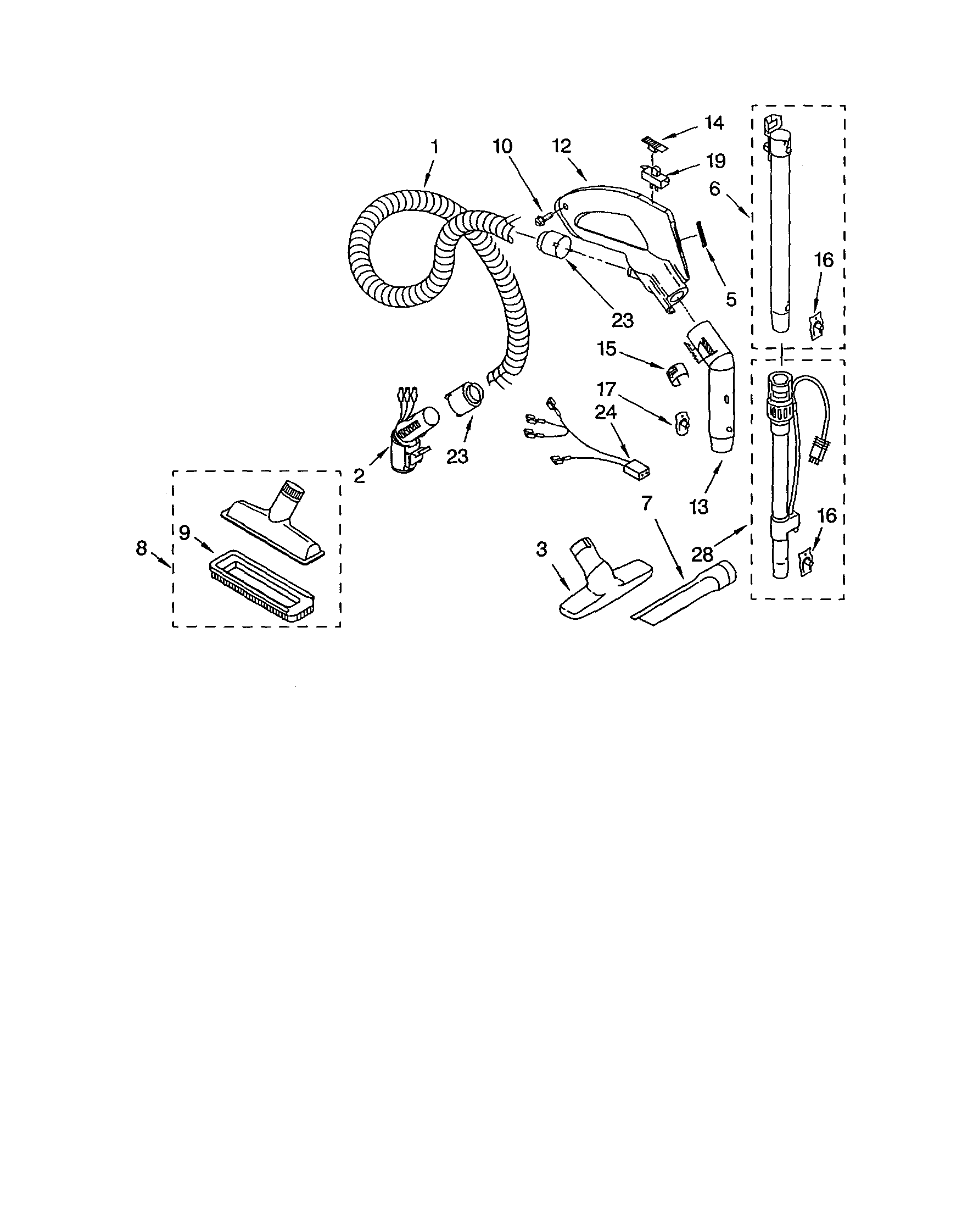 Kenmore 11623313301 hose and attachment diagram