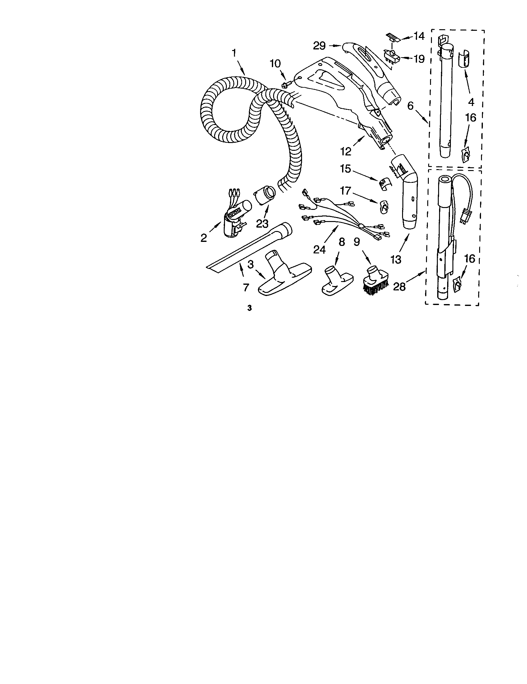Kenmore 11623513301 hose and attachments diagram
