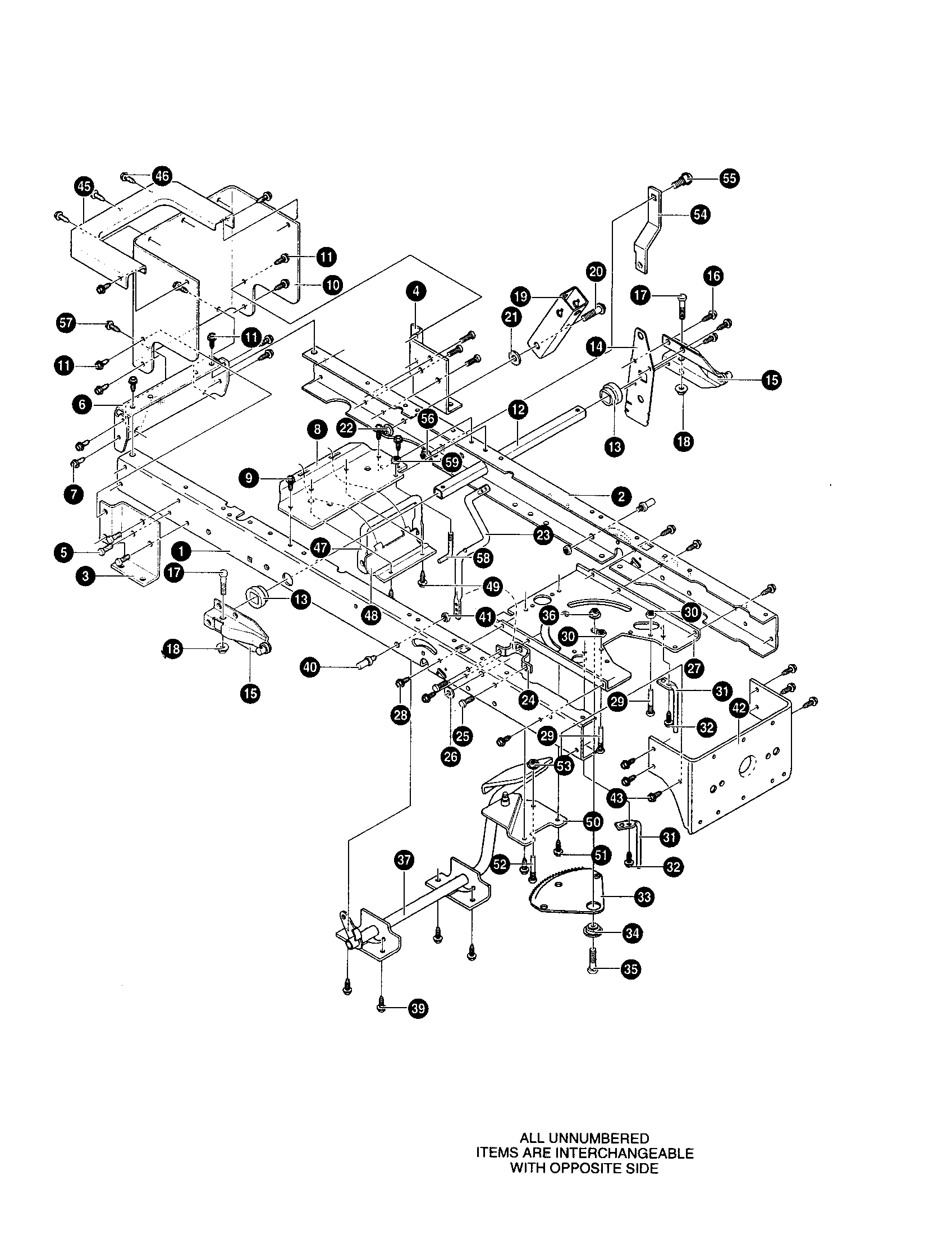 Yard King 50565X89 frame assembly diagram