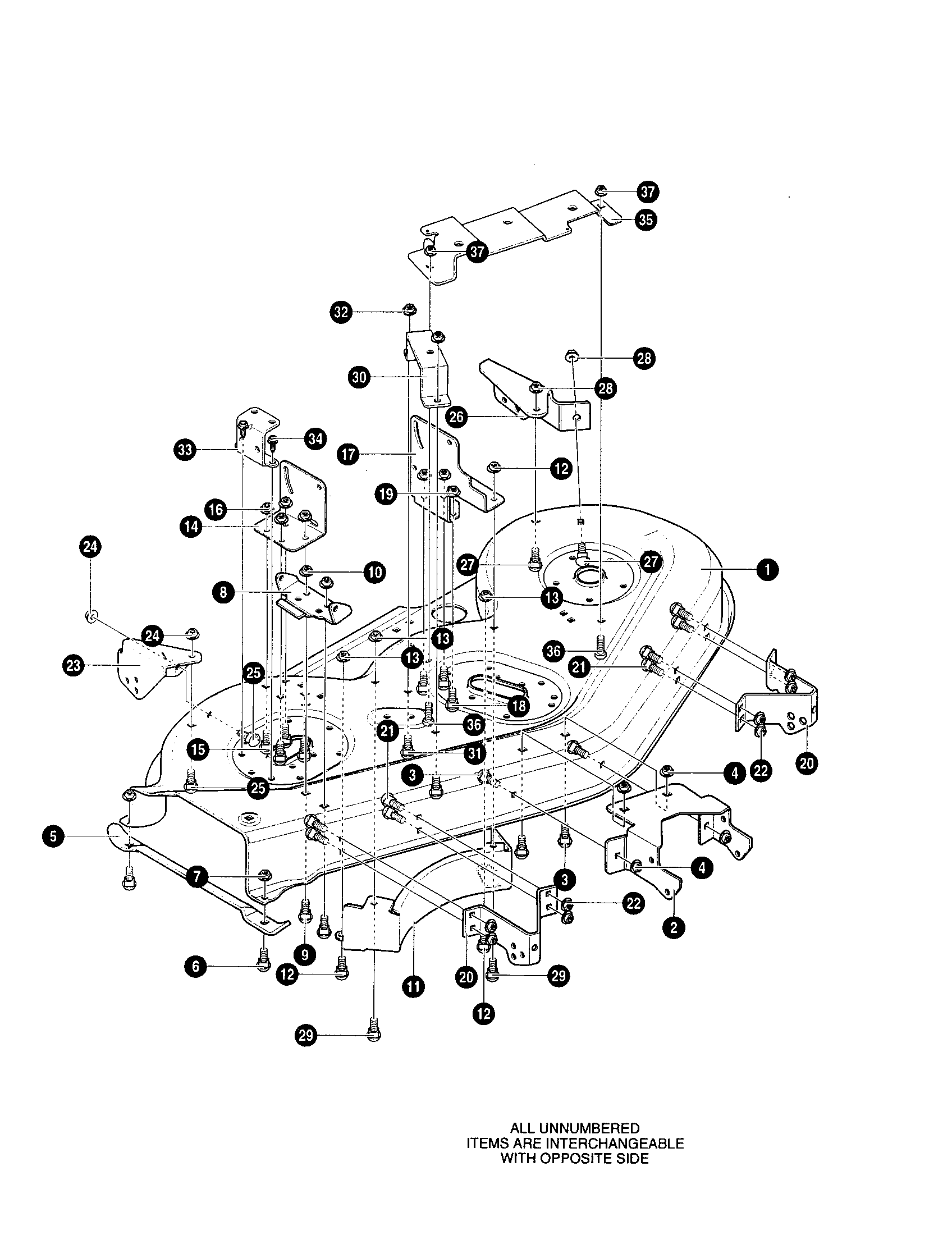 Yard King 50565X89 blade housing/front deck bracket diagram