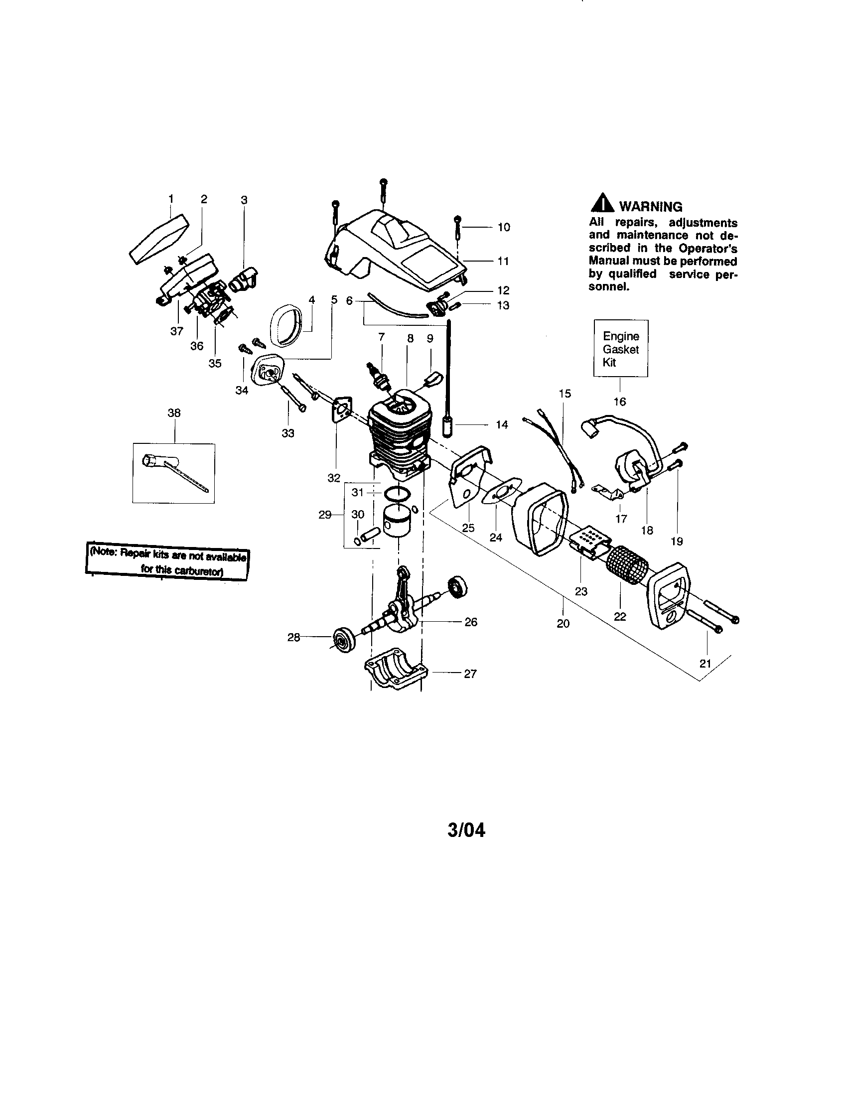 Poulan 2050WT TYPE 1-6 engine diagram