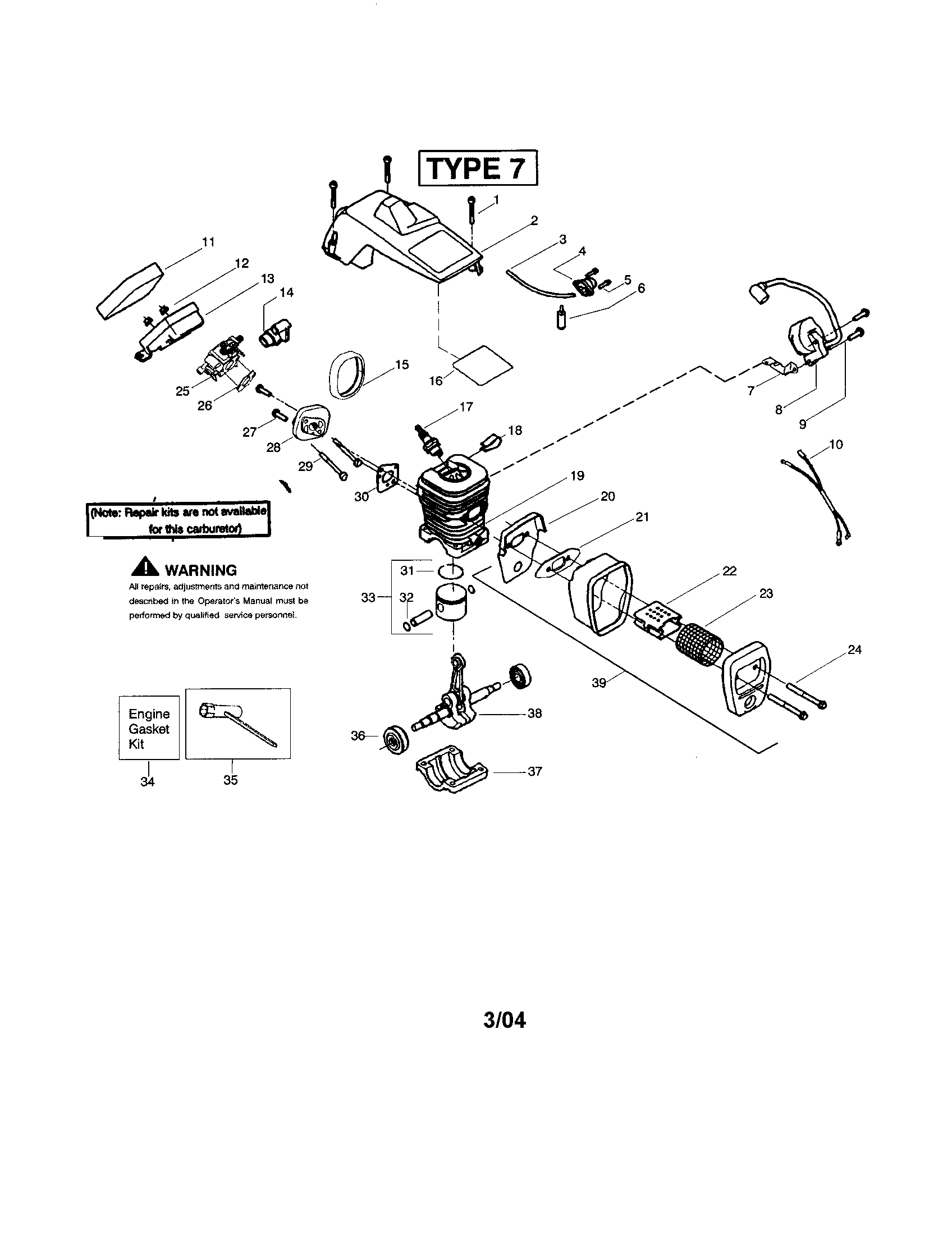 Poulan 2050WT TYPE 7 engine diagram