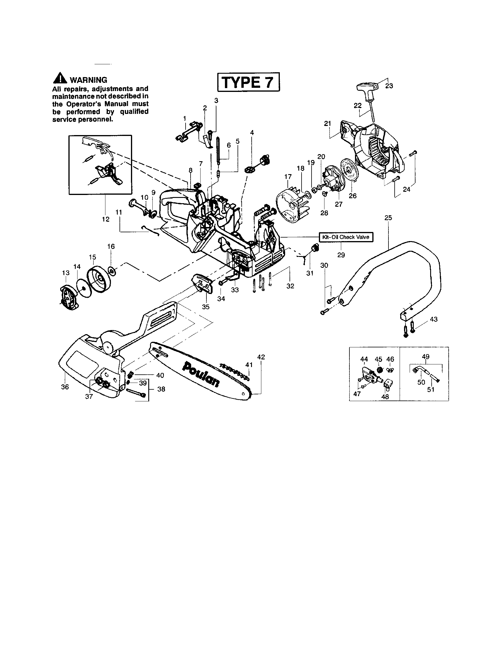 Poulan 2050WT TYPE 7 blade diagram