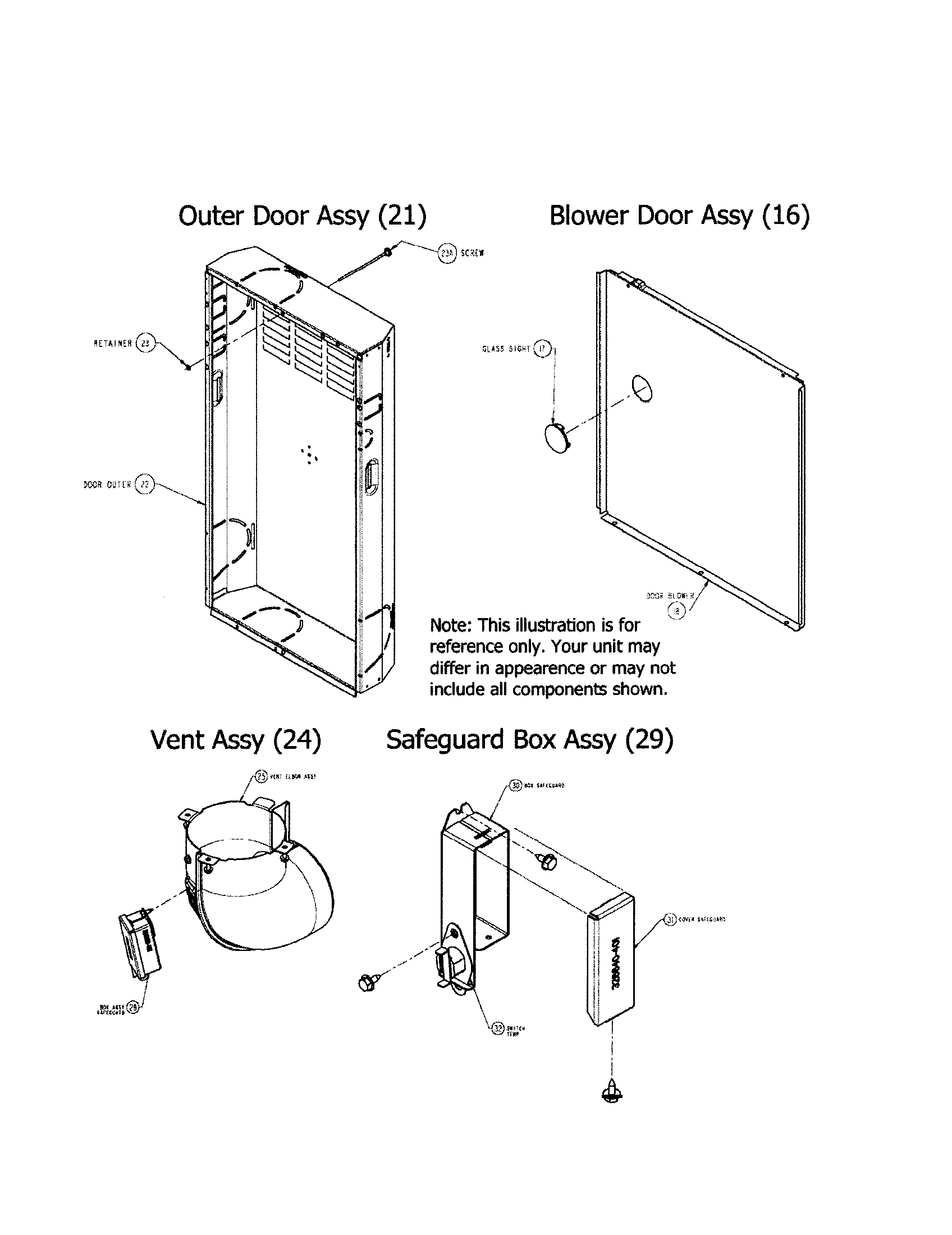 Carrier 58STA11010022 outer/blower door/vent/safeguard diagram