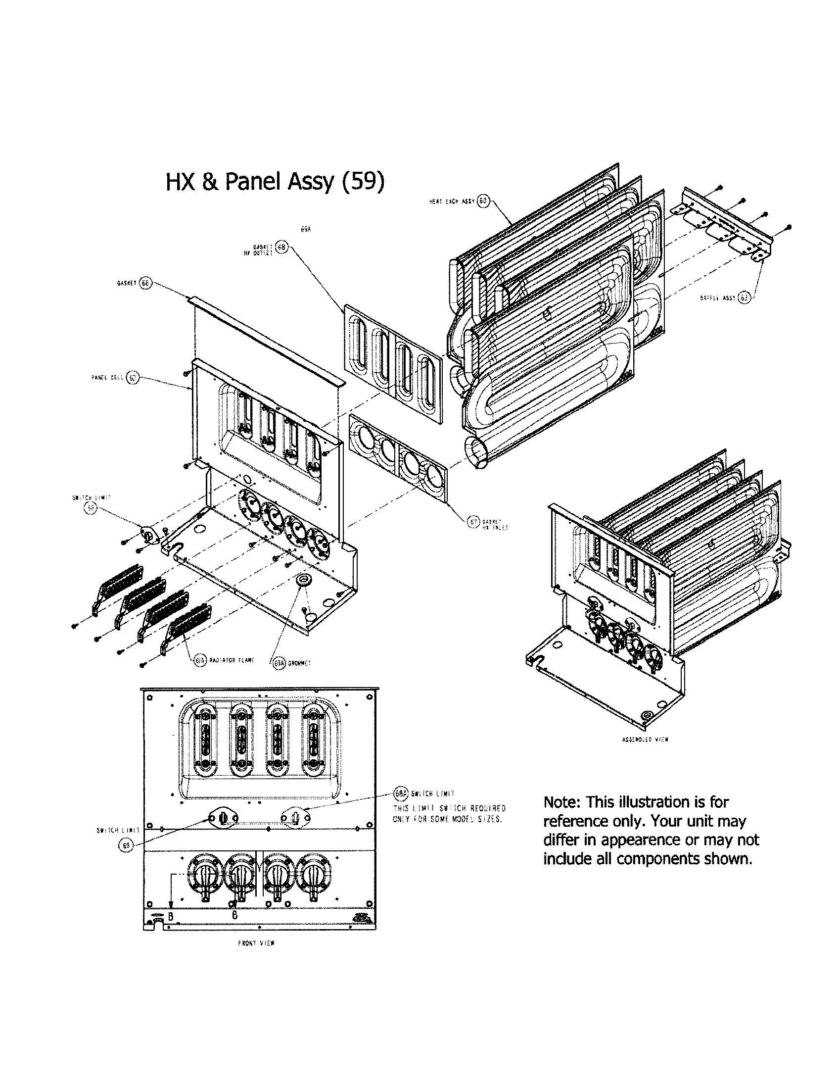 Carrier 58DLA13510016 hx and panel assembly diagram