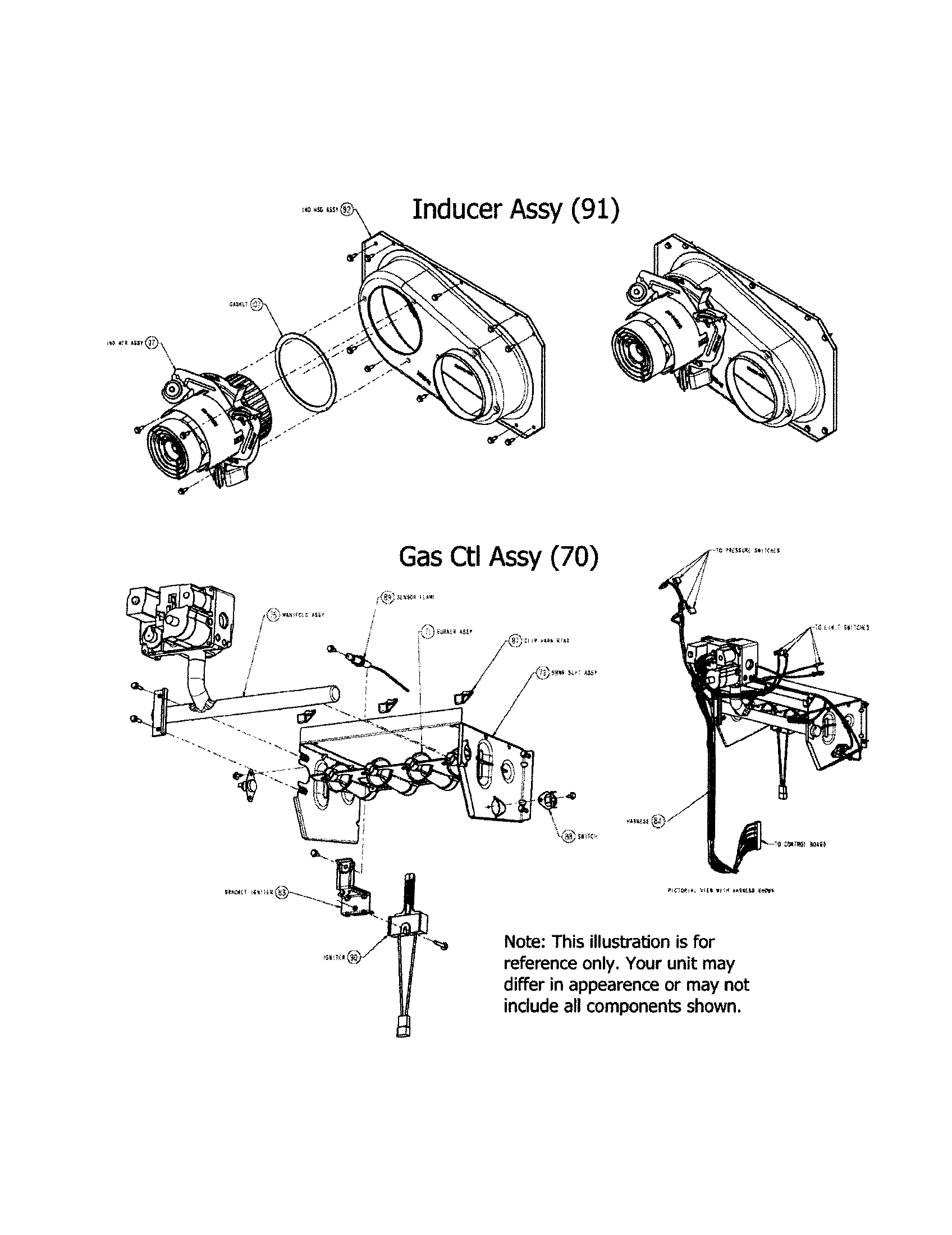 Carrier 58DLA13510016 inducer and gas control diagram