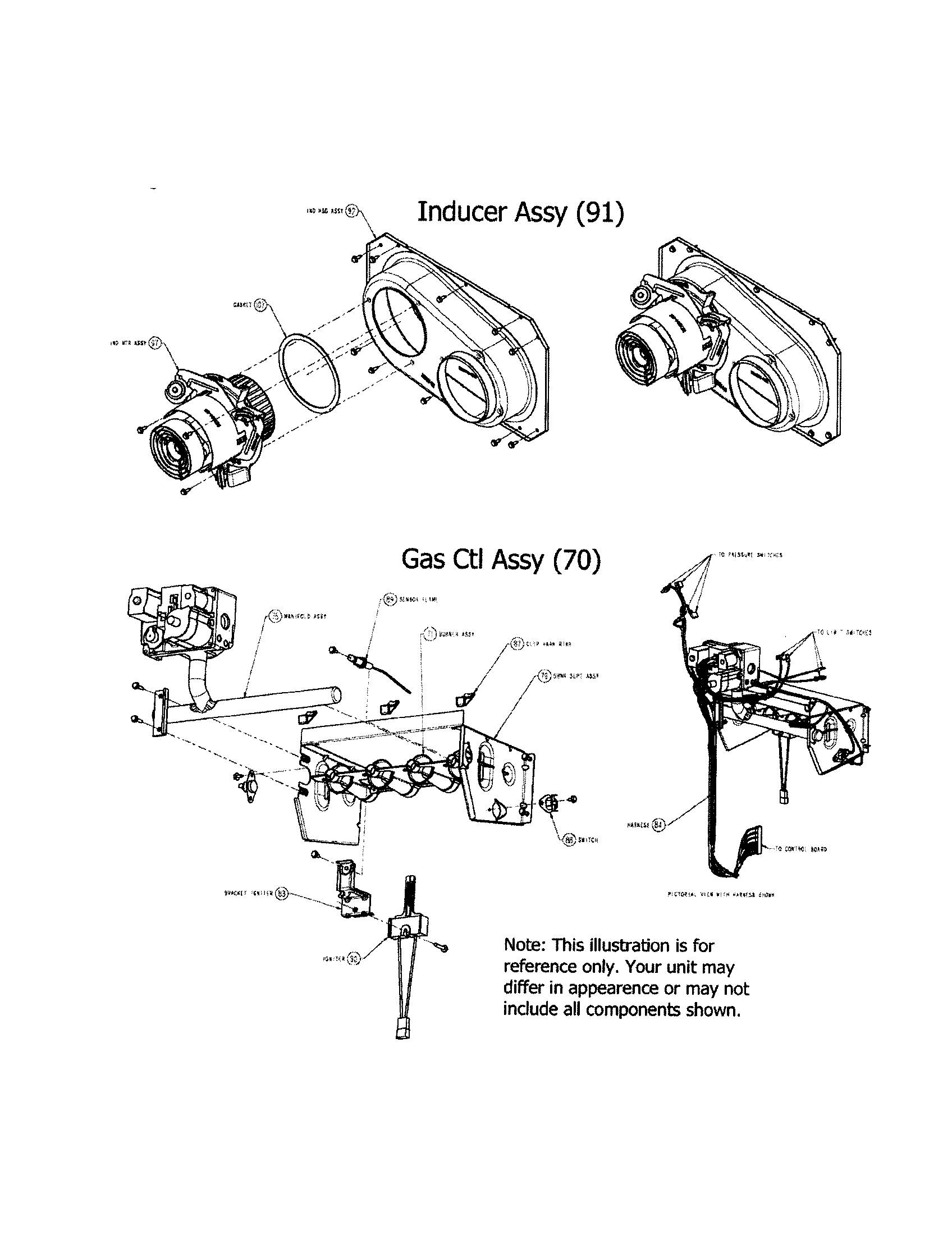 Carrier 58DLA04510008 inducer and gas control diagram