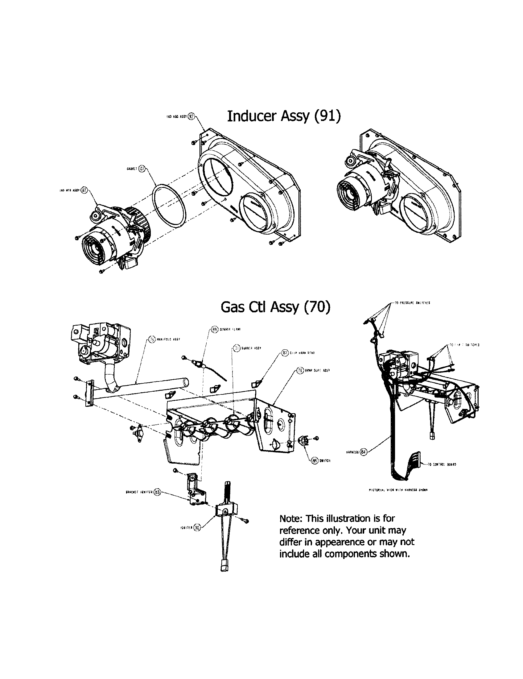 Payne PG8JAA036070AAJA inducer and gas control diagram