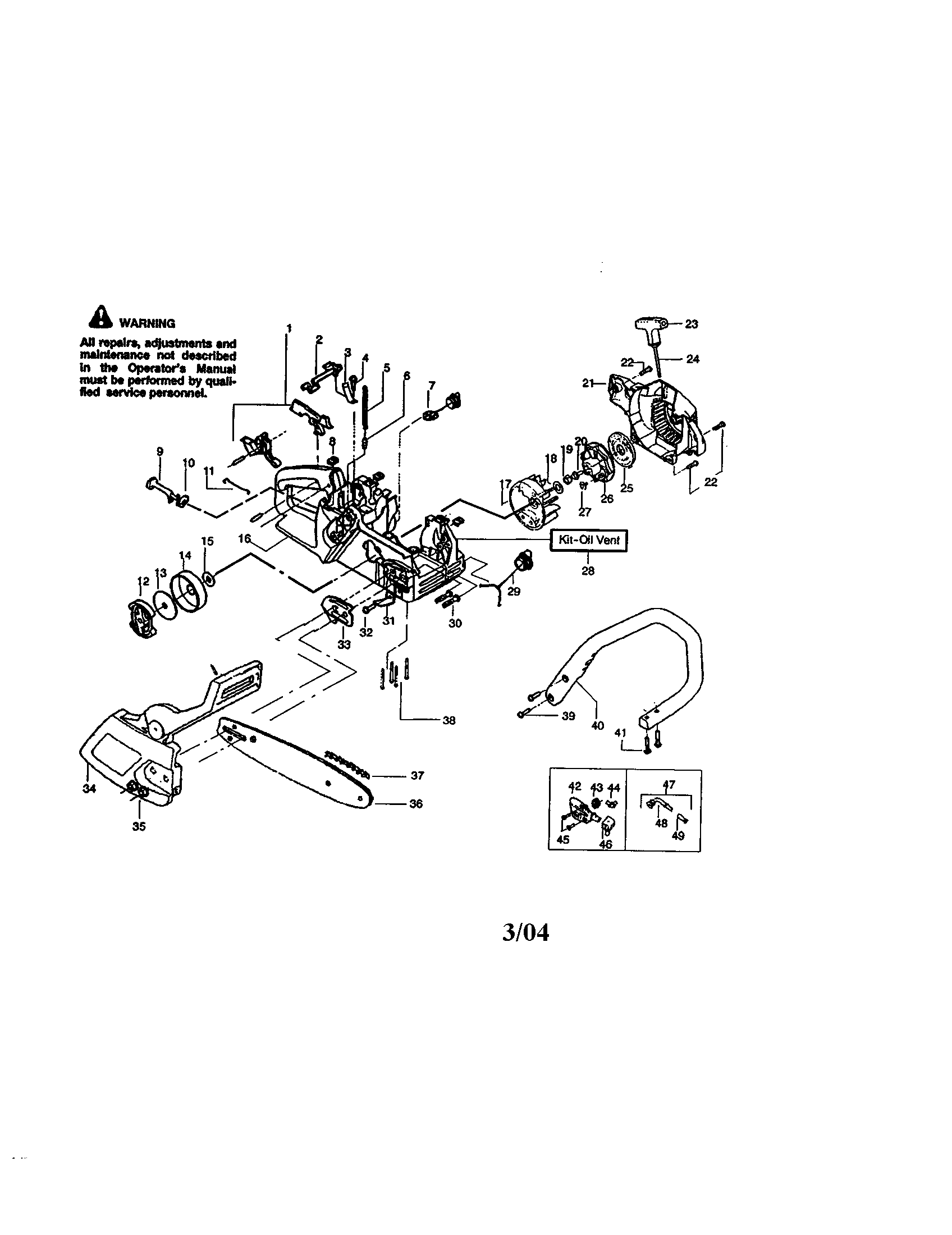 Craftsman 358360180 housing/chain/bar/handle diagram
