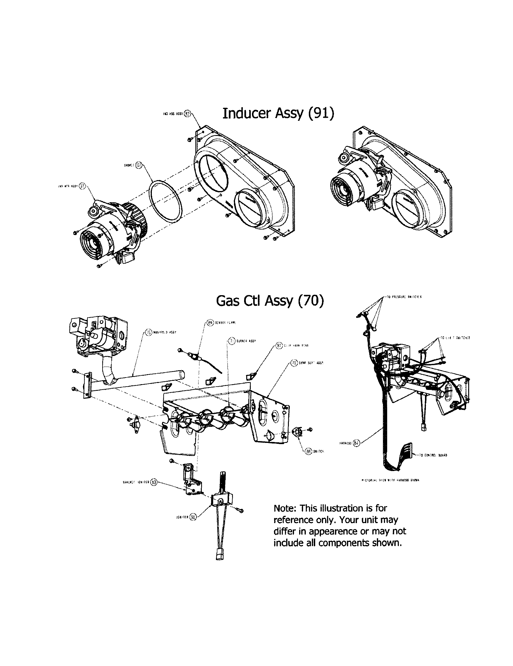 Carrier 58DLX07010012 inducer and gas control diagram