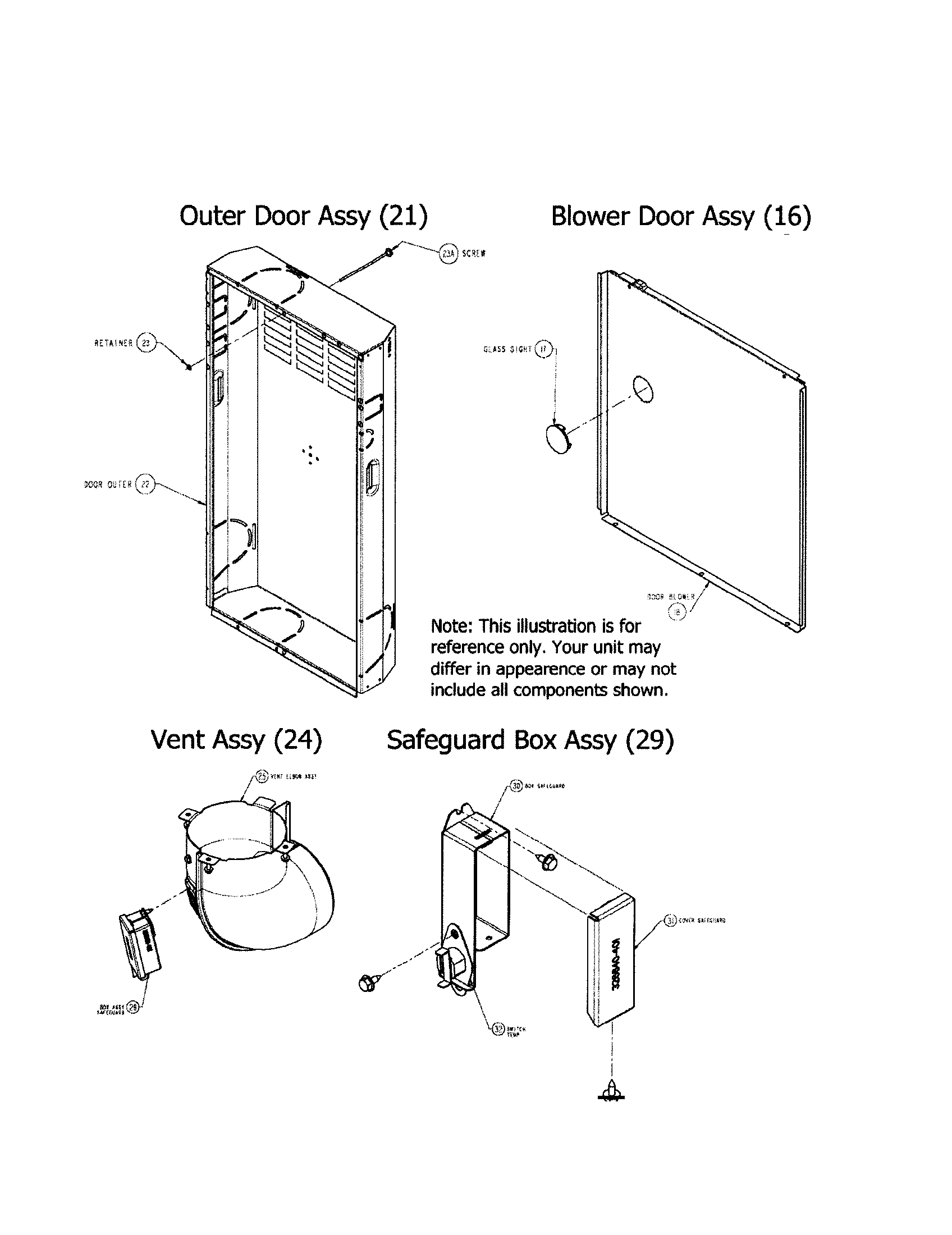 Carrier 58DLA11010022 outer/blower door/vent/safeguard diagram