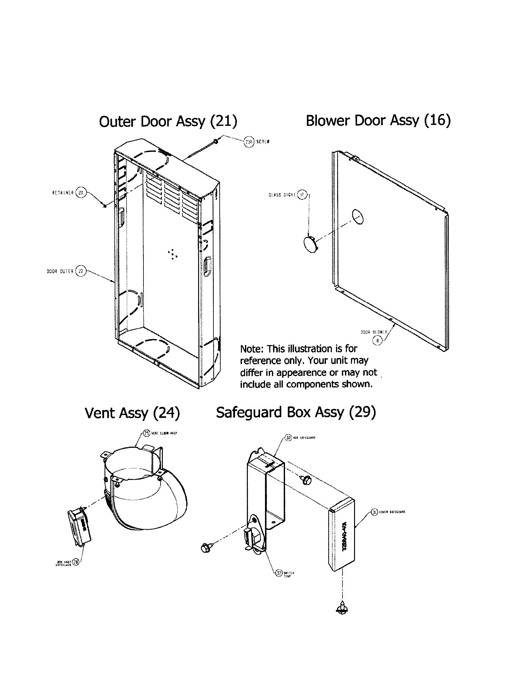 Carrier 58DLX11010022 outer/blower door/vent/safeguard diagram