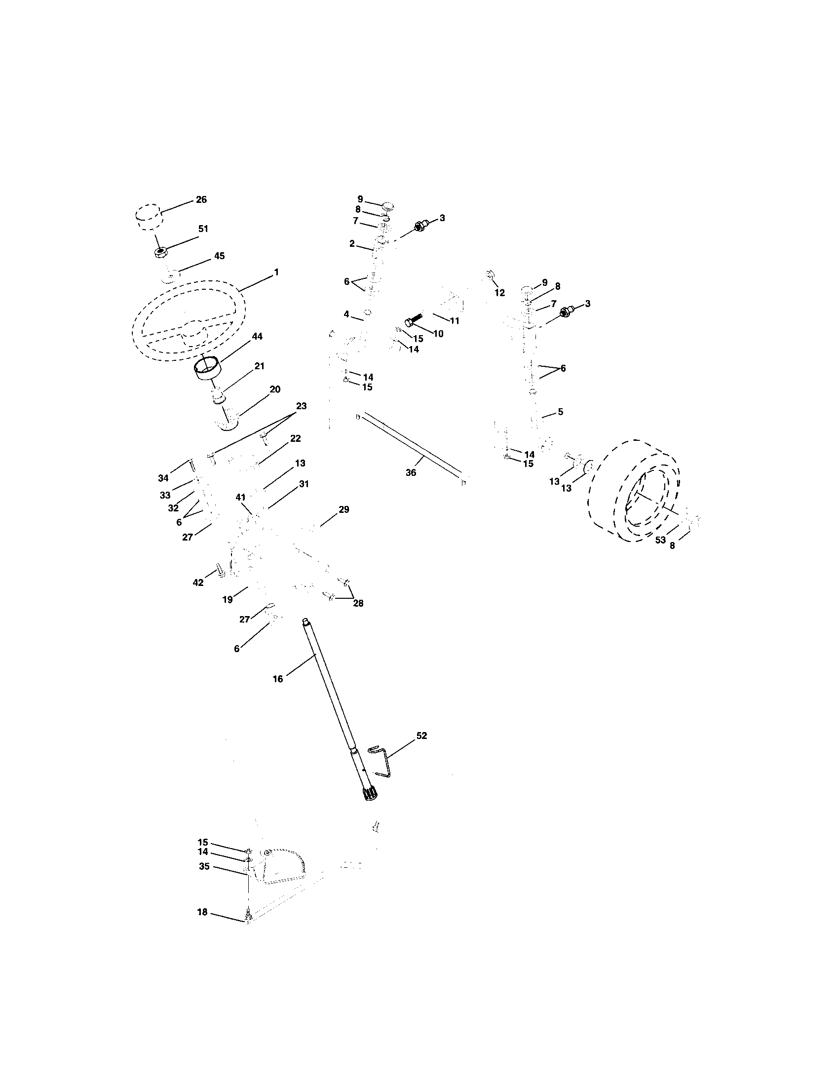 Craftsman 917276070 steering assembly diagram