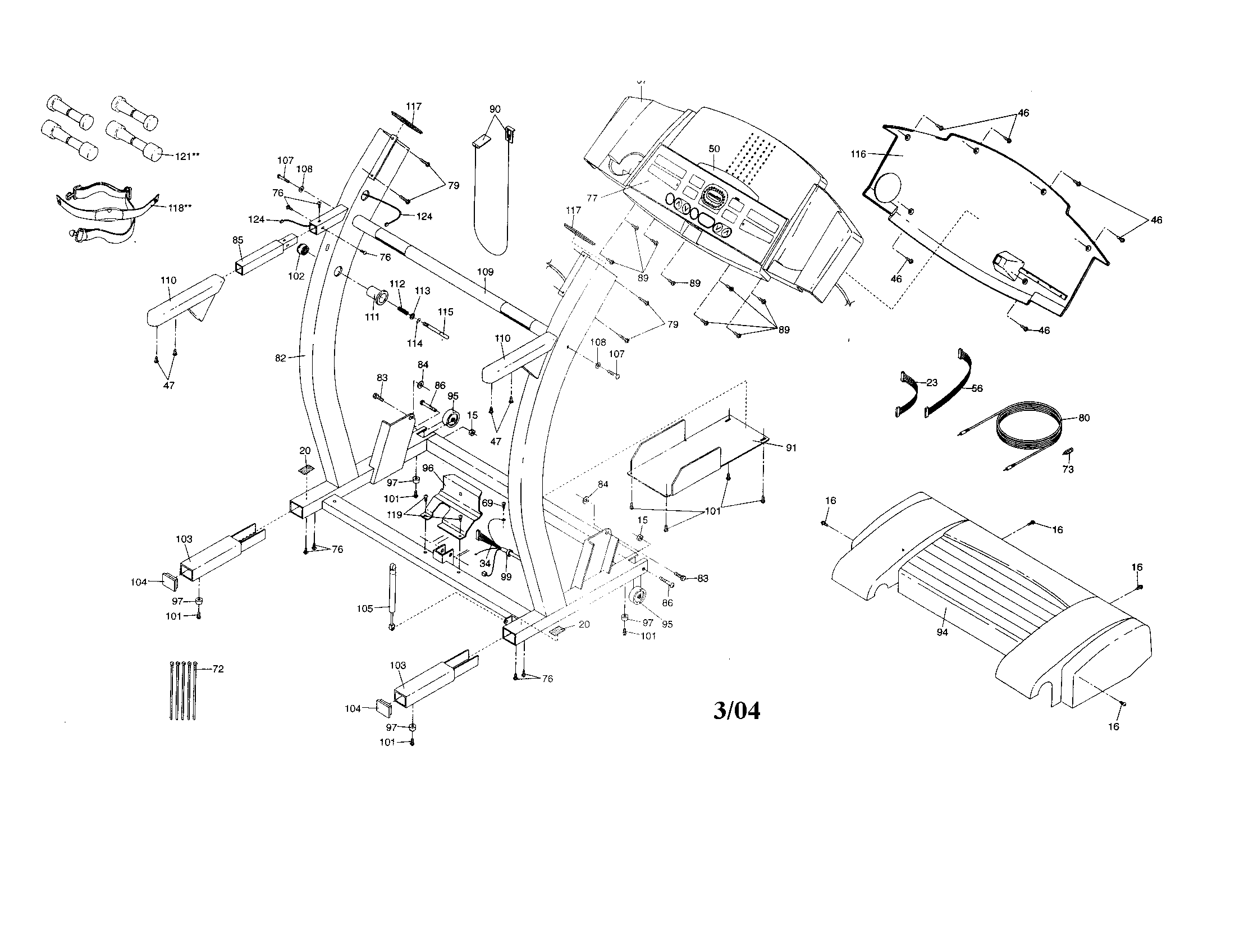 Proform 831299271 console/motor hood/rails diagram