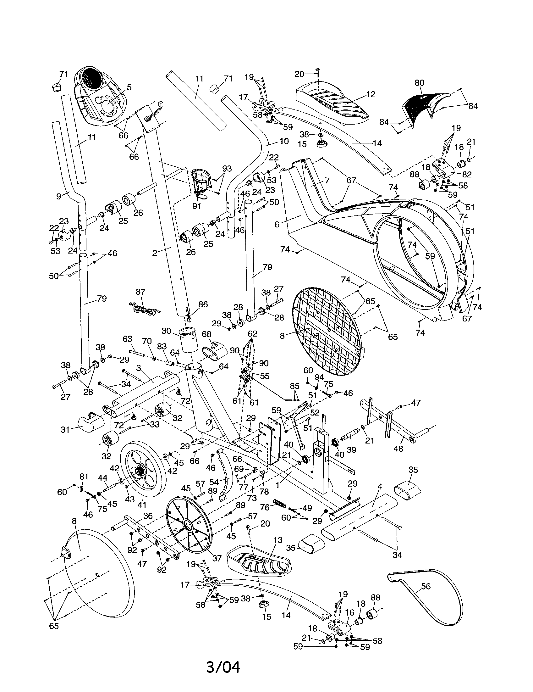 Proform PFEL39031 cardio crosstrainer diagram