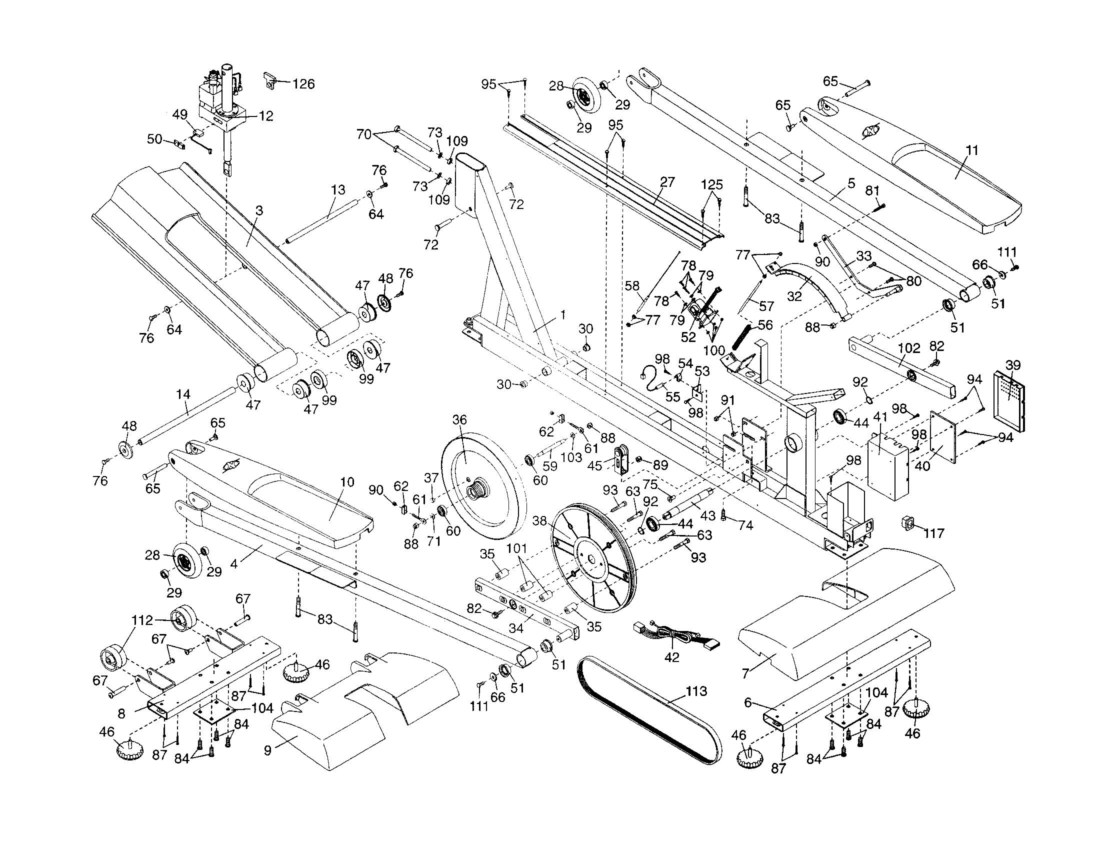 NordicTrack NEL09940 pedals/upright covers/flywheel diagram