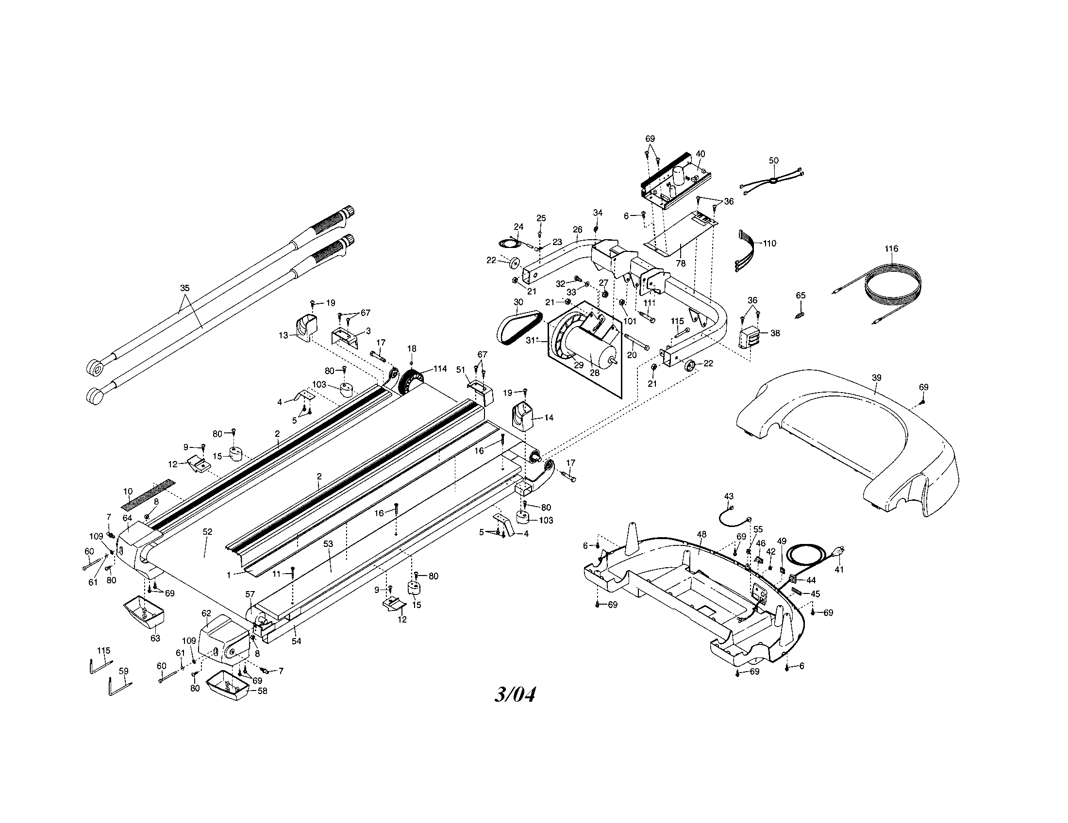Proform PFTL61930 walking belt/motor diagram