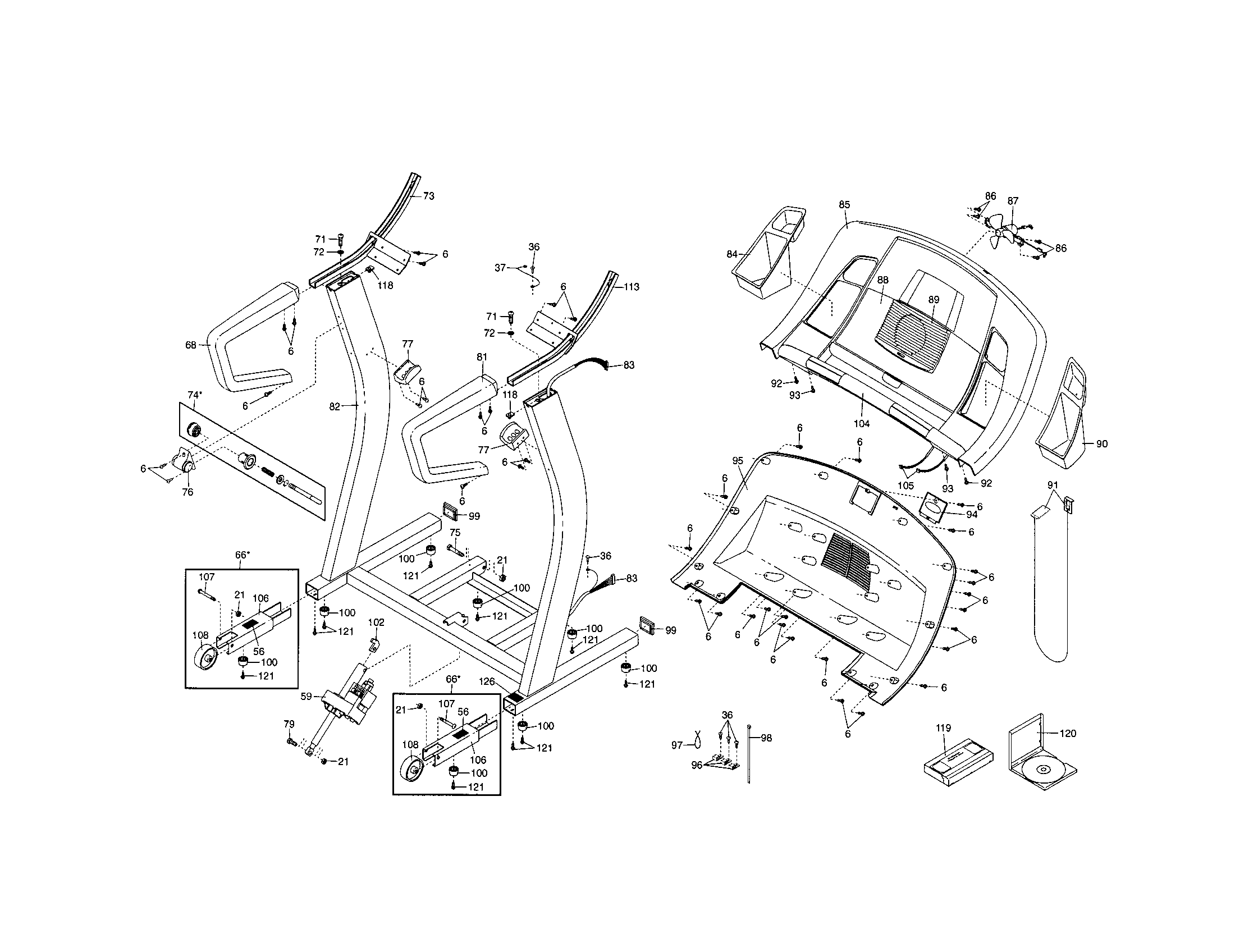 Proform PFTL61930 uprights/console diagram