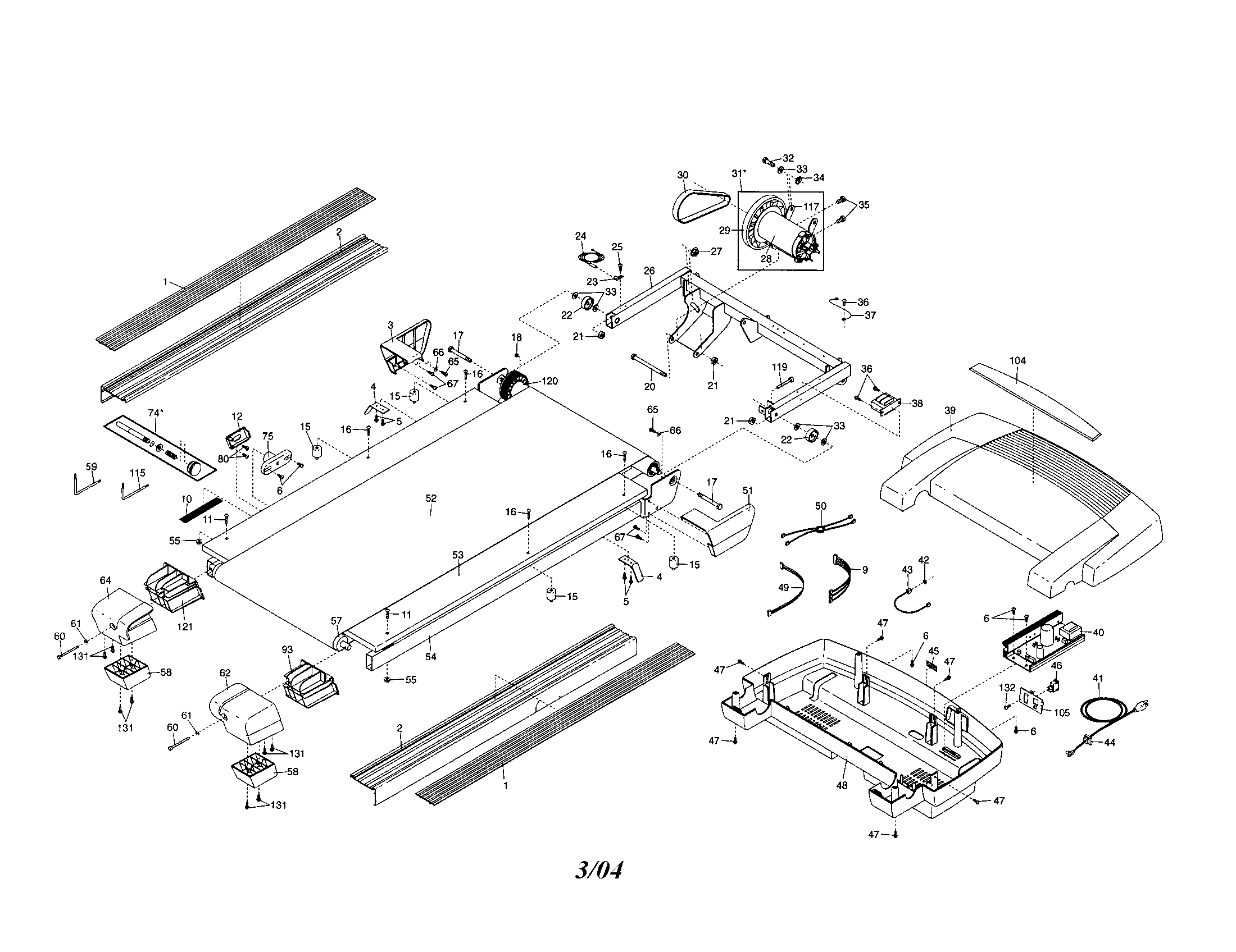 Proform PFTL51233 walking belt/motor diagram