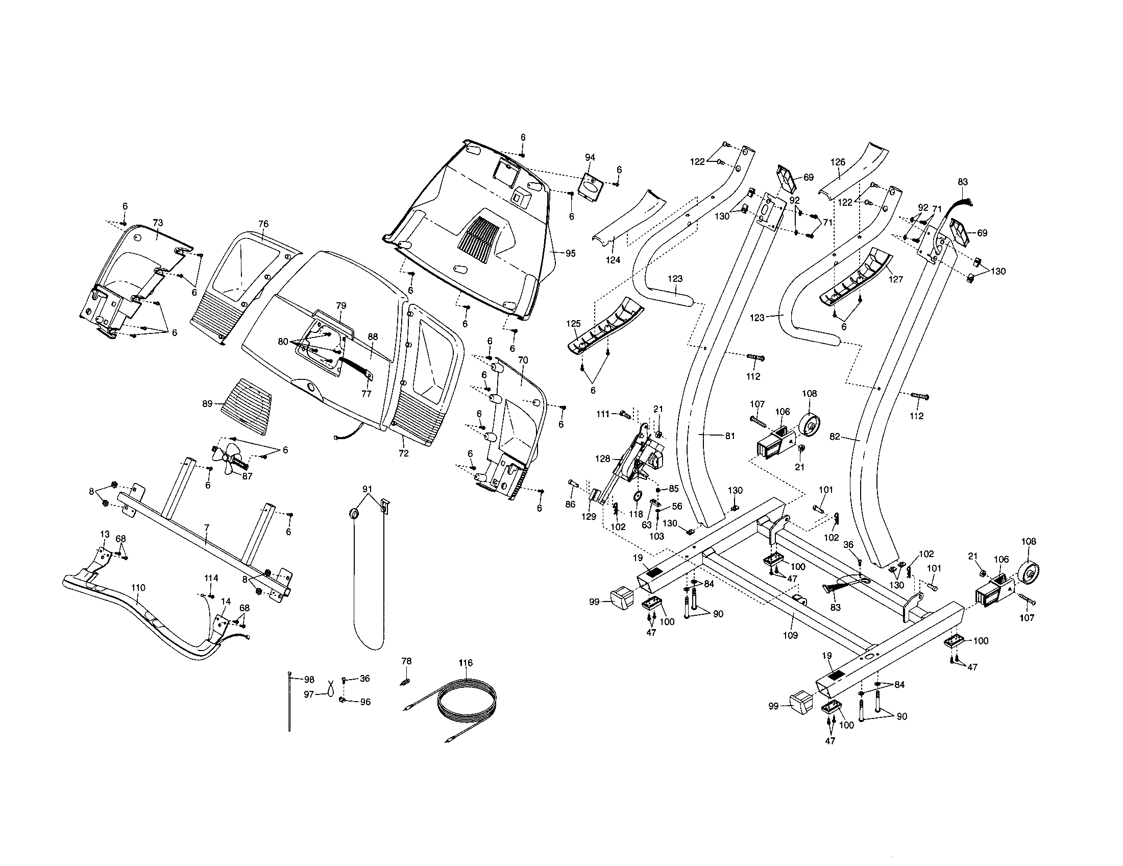 Proform PFTL51233 console/frame diagram