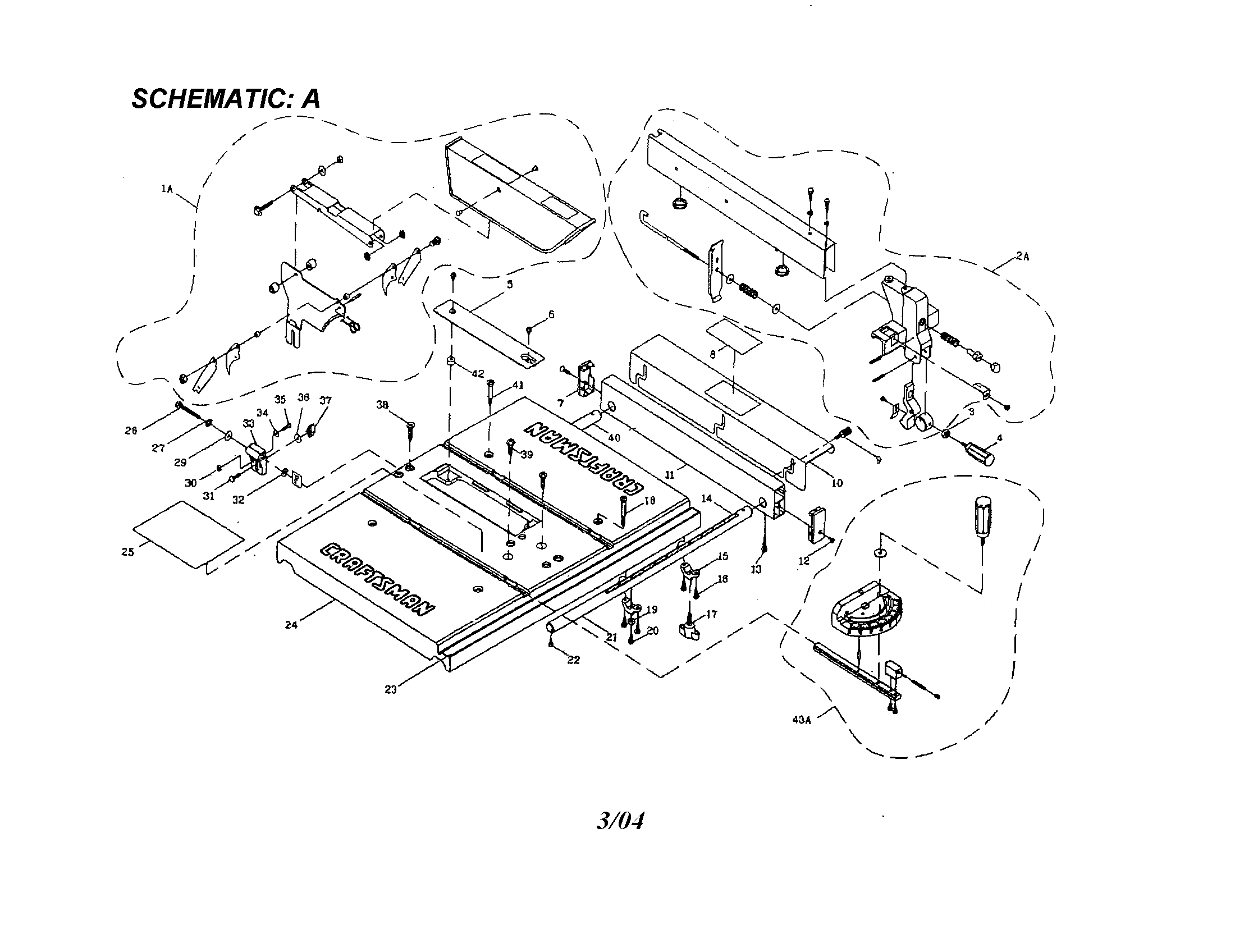 Craftsman 137248100 table/blade guard diagram