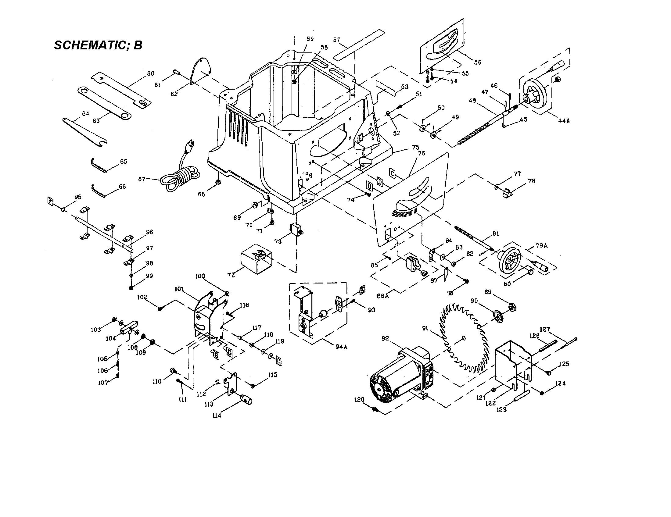 Craftsman 137248100 blade/body shell/motor diagram
