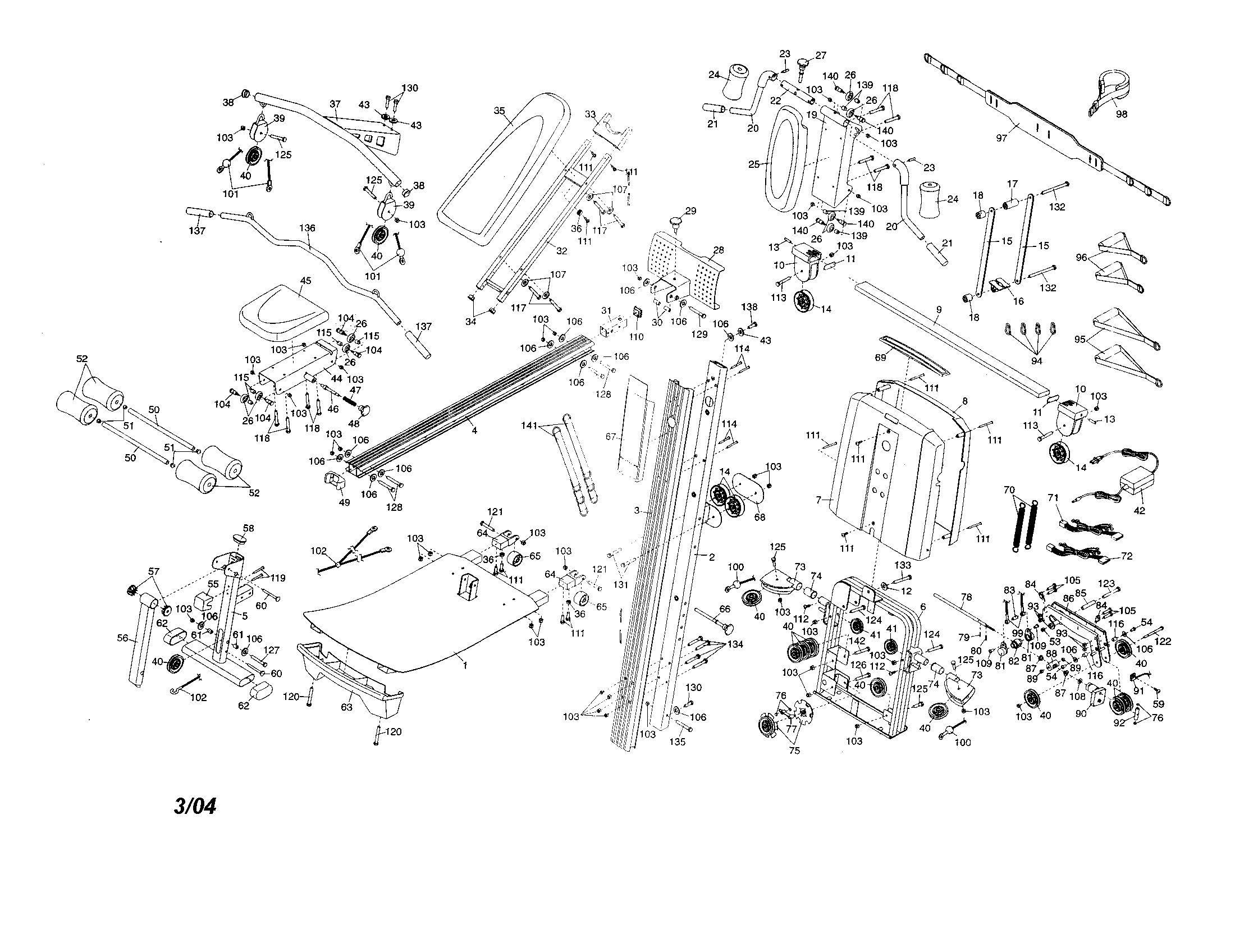 Weider 831153970 backrest/frame/seat diagram