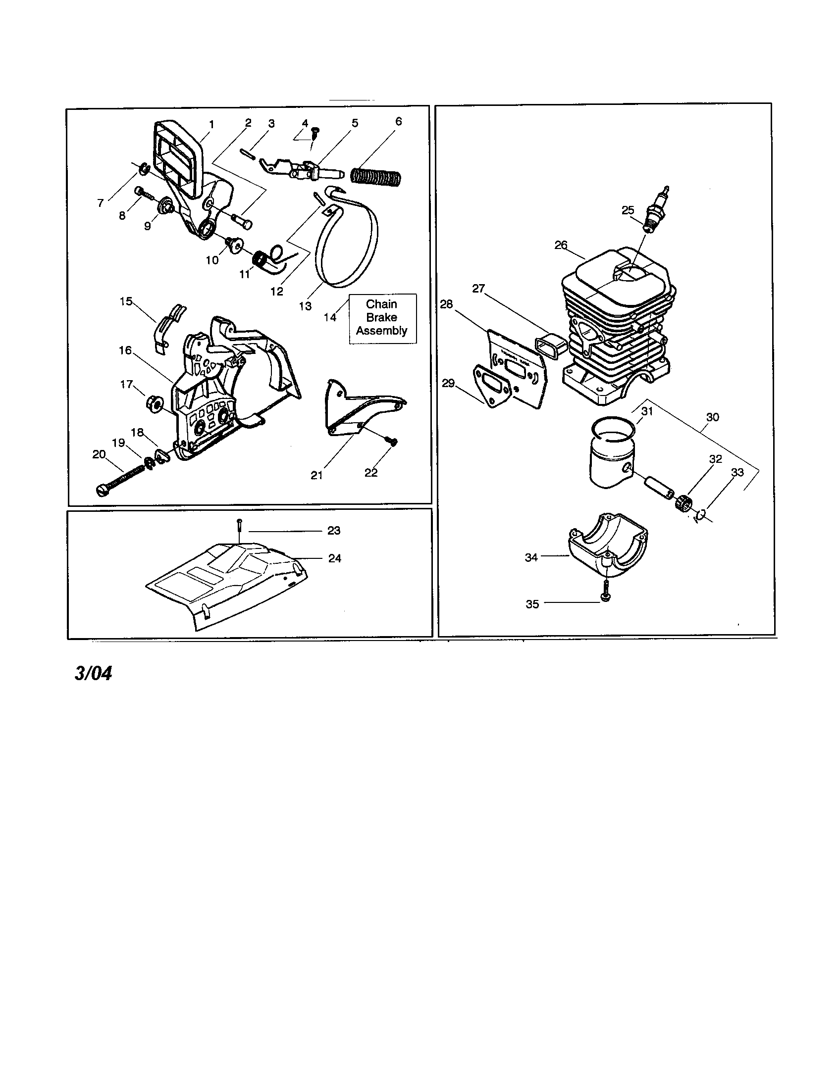 Husqvarna 141 cylinder kit/shield/clutch cover diagram