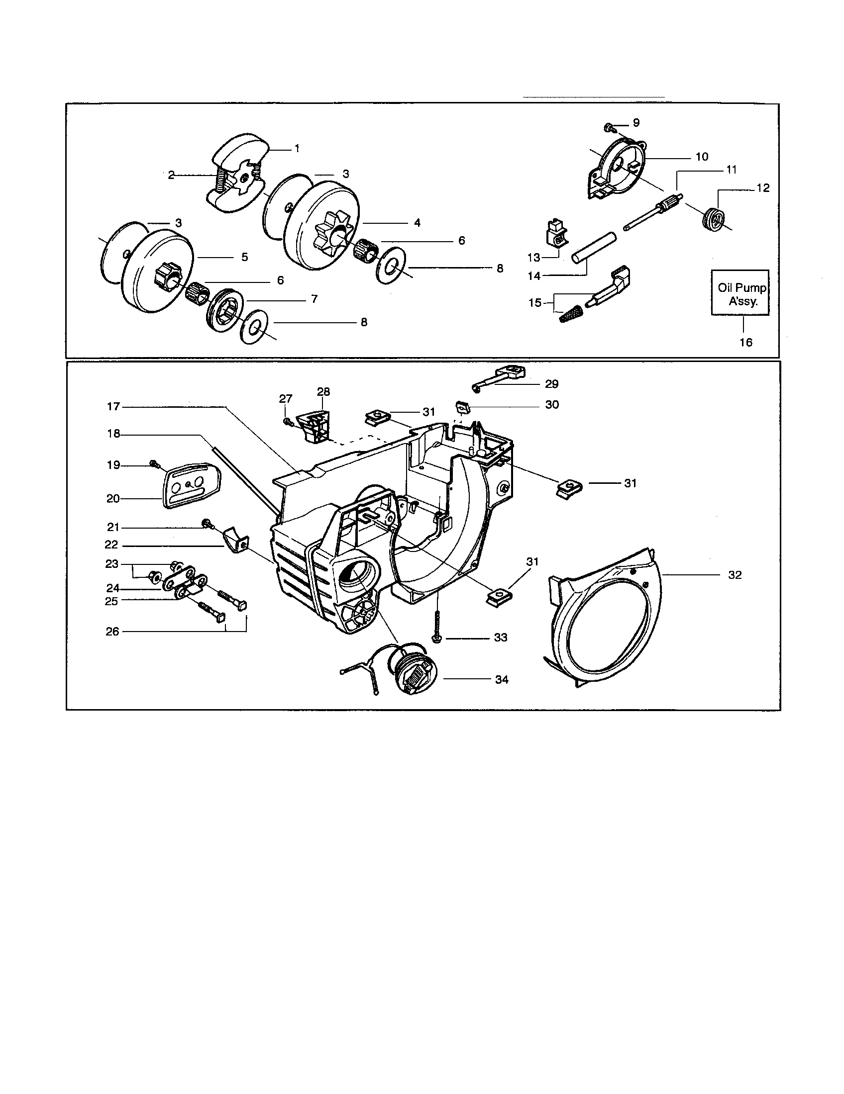 Husqvarna 141 clutch drum/chassis diagram