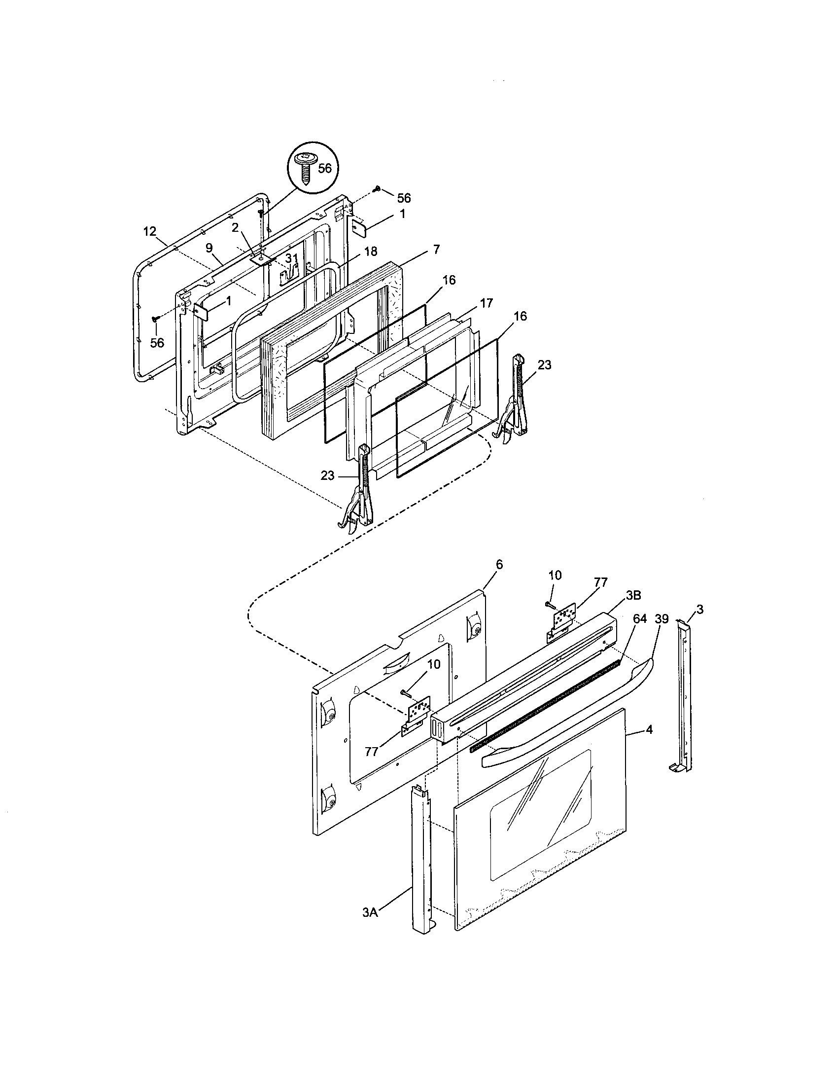 Frigidaire FES367AQG door diagram