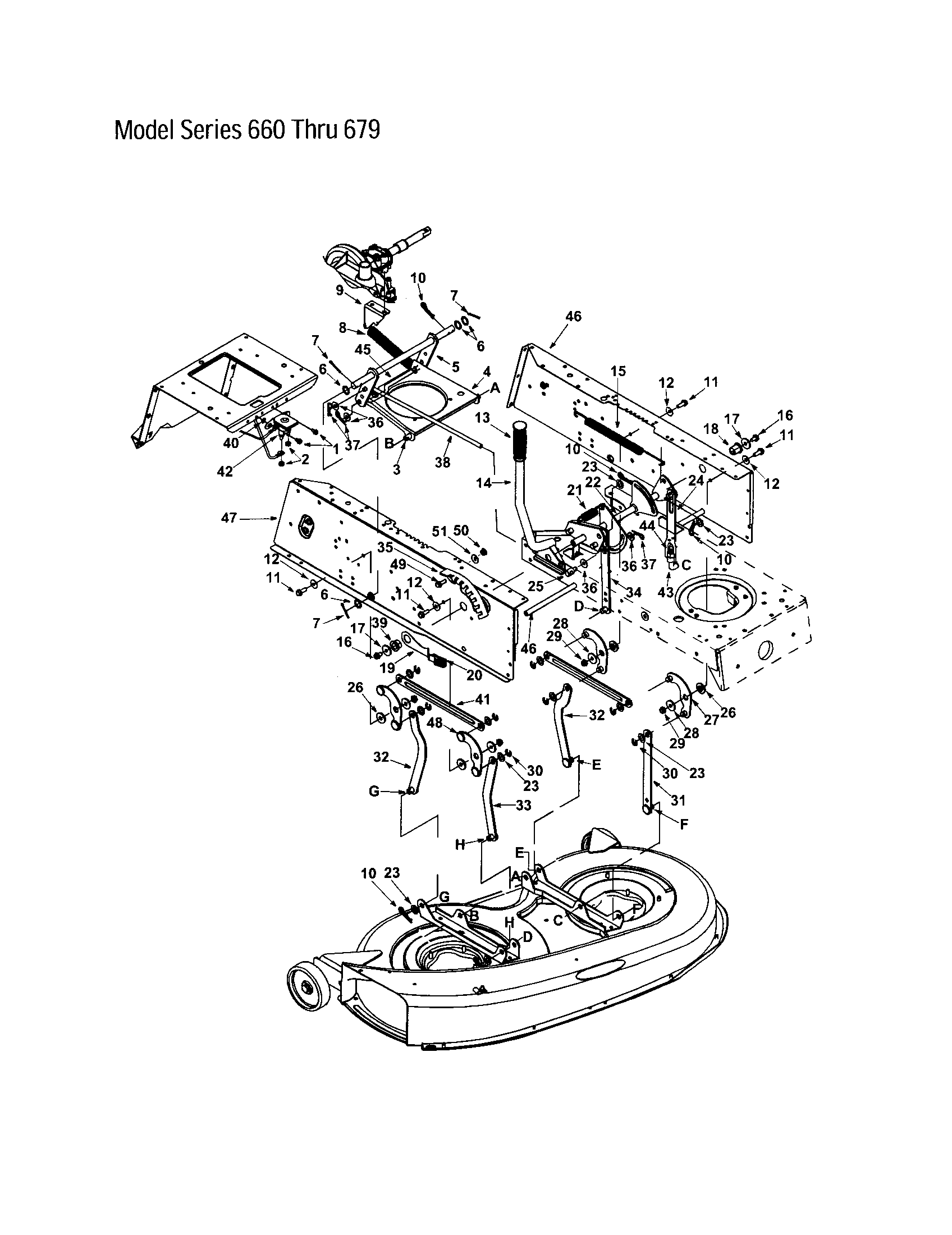 MTD 660 THRU 679 deck lift assembly diagram