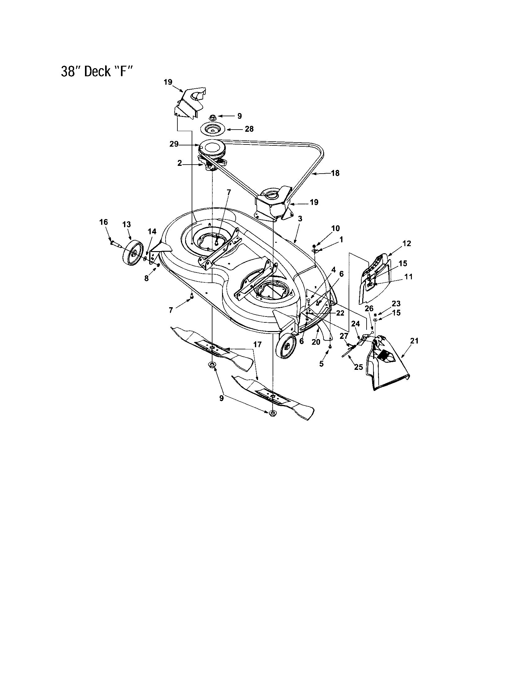 MTD 660 THRU 679 38" deck "f" diagram